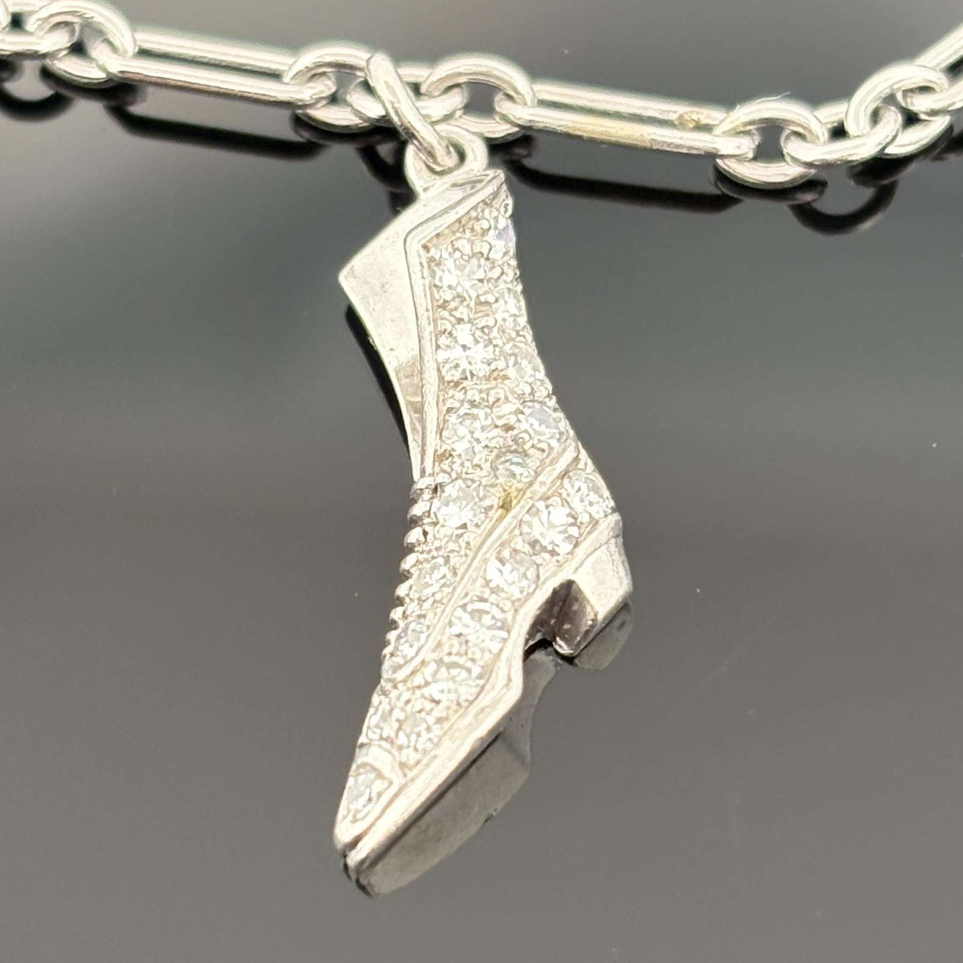 Vintage 1950s Platinum & Diamond Charm Bracelet