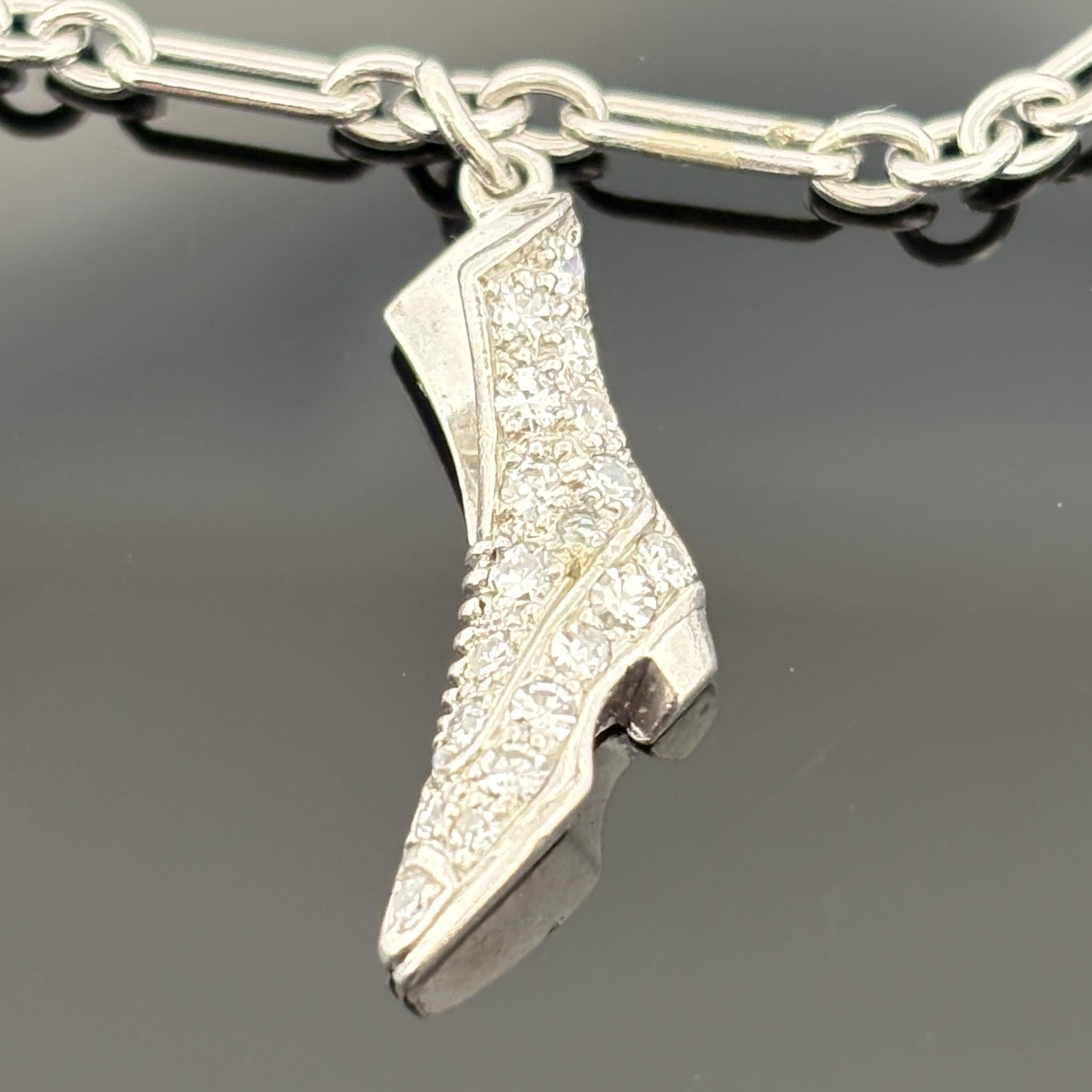 Vintage 1950s Platinum & Diamond Charm Bracelet