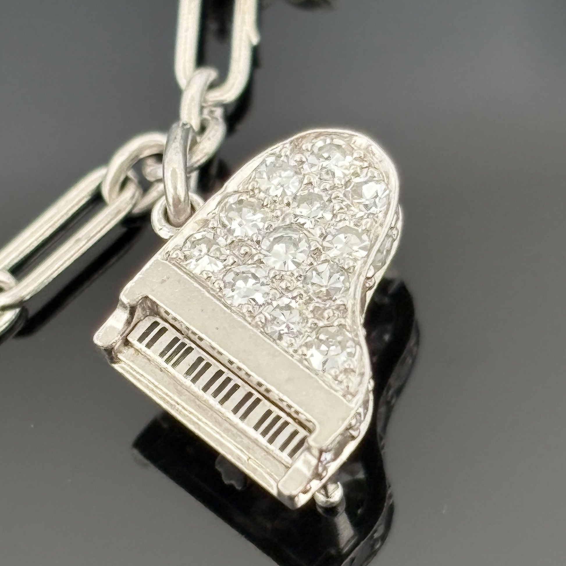 Vintage 1950s Platinum & Diamond Charm Bracelet