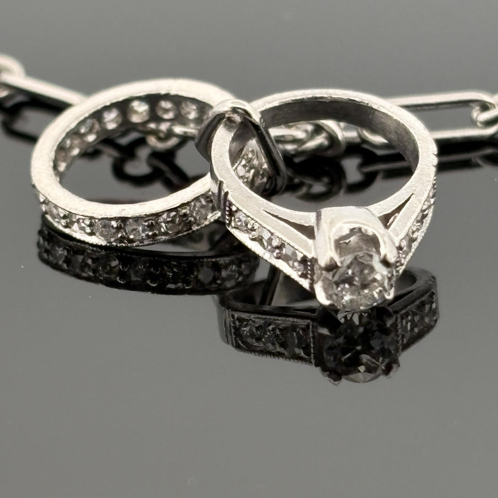 Vintage 1950s Platinum & Diamond Charm Bracelet