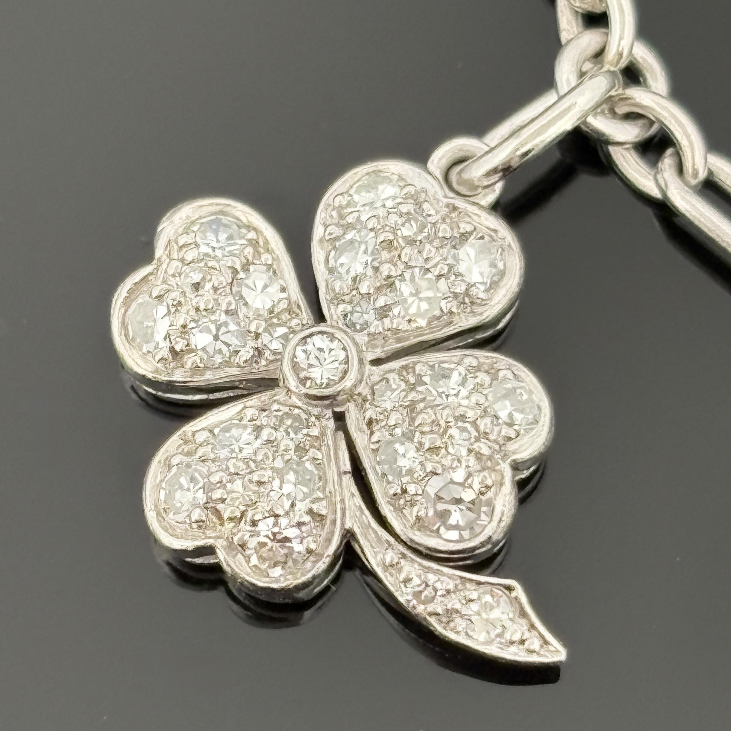 Vintage 1950s Platinum & Diamond Charm Bracelet