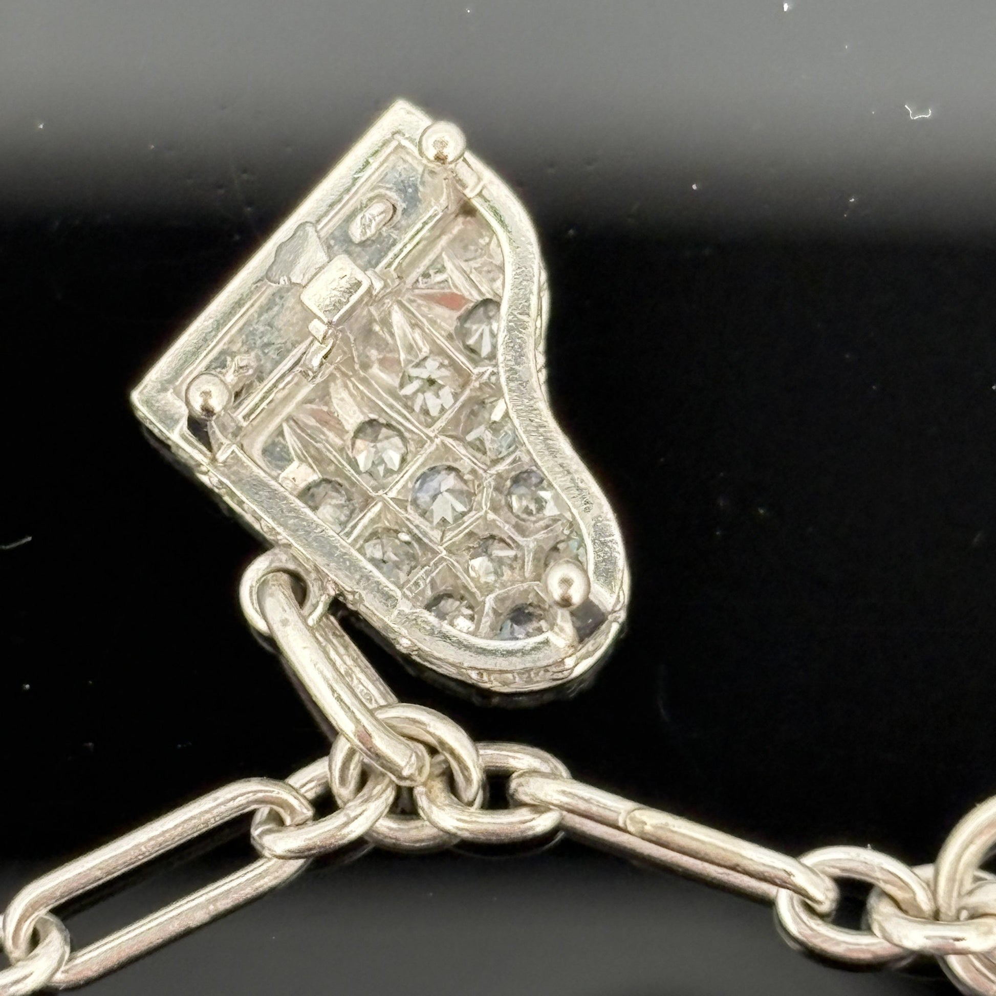 Vintage 1950s Platinum & Diamond Charm Bracelet
