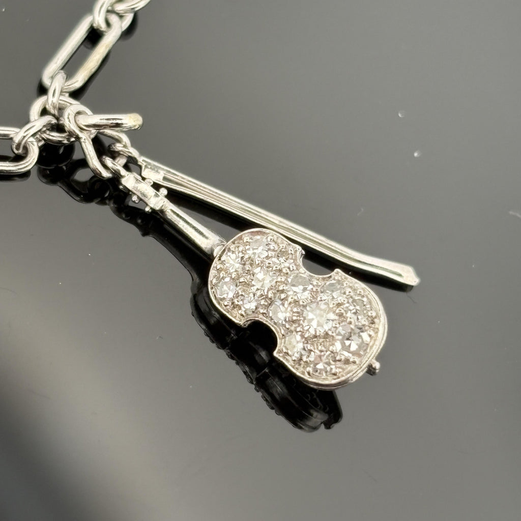 Vintage 1950s Platinum & Diamond Charm Bracelet
