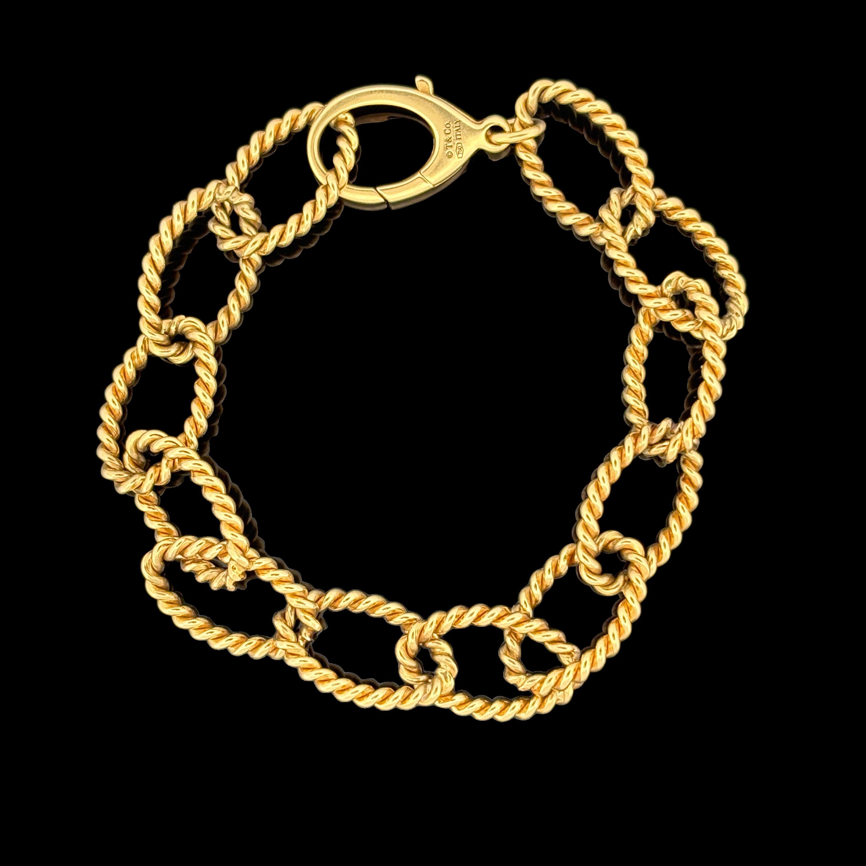 Tiffany & Co Rope Motif Oval Link Bracelet 18k, Italy