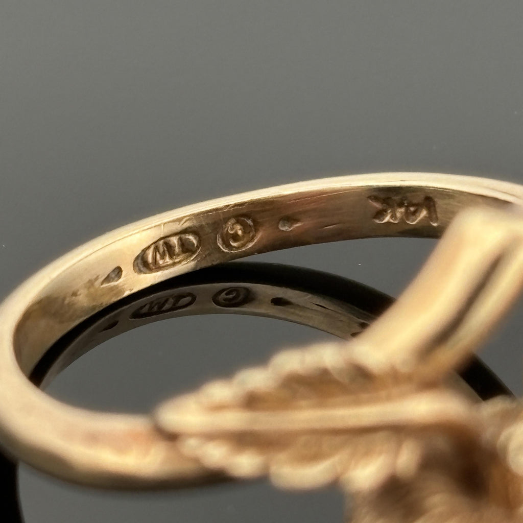 Vintage Apple Ring 14k Yellow Gold & Diamond