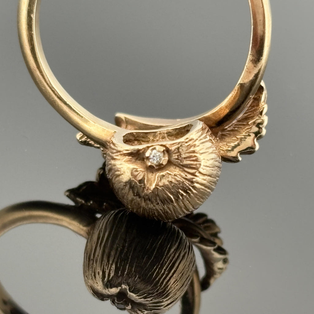 Vintage Apple Ring 14k Yellow Gold & Diamond