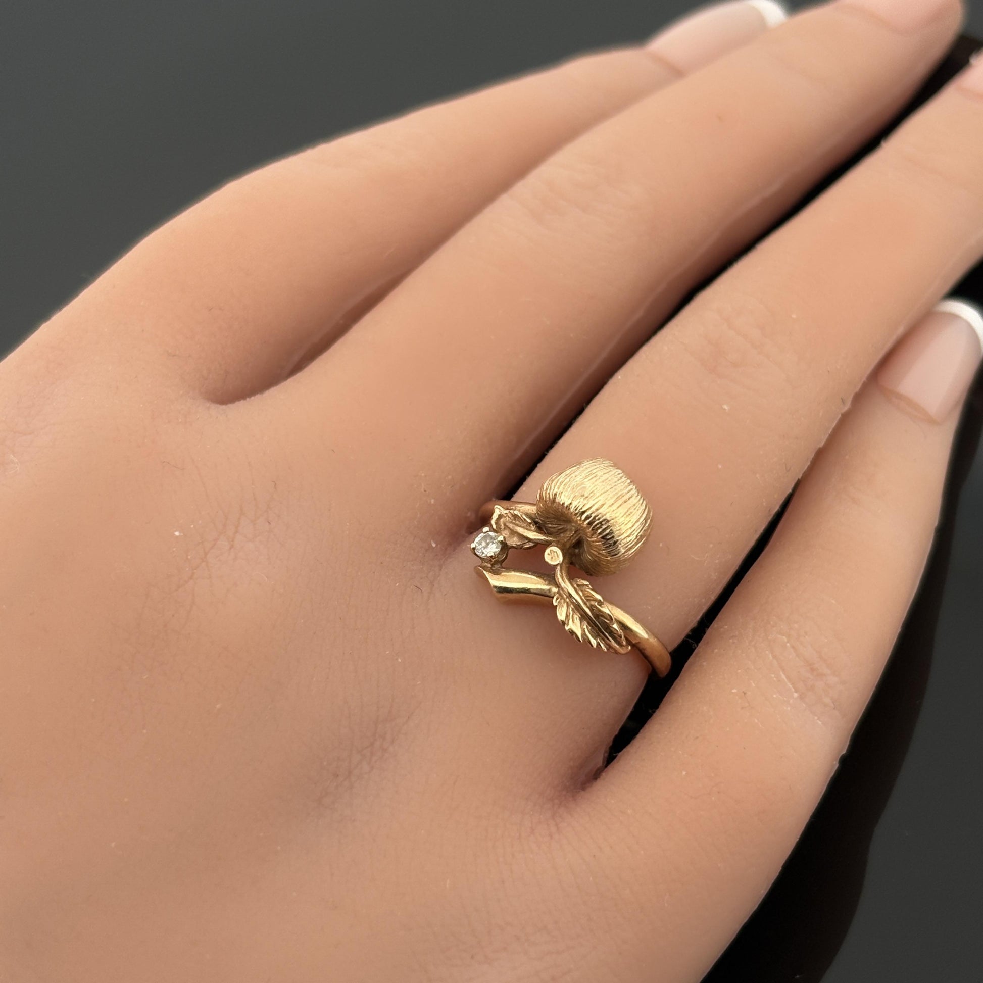 Vintage Apple Ring 14k Yellow Gold & Diamond