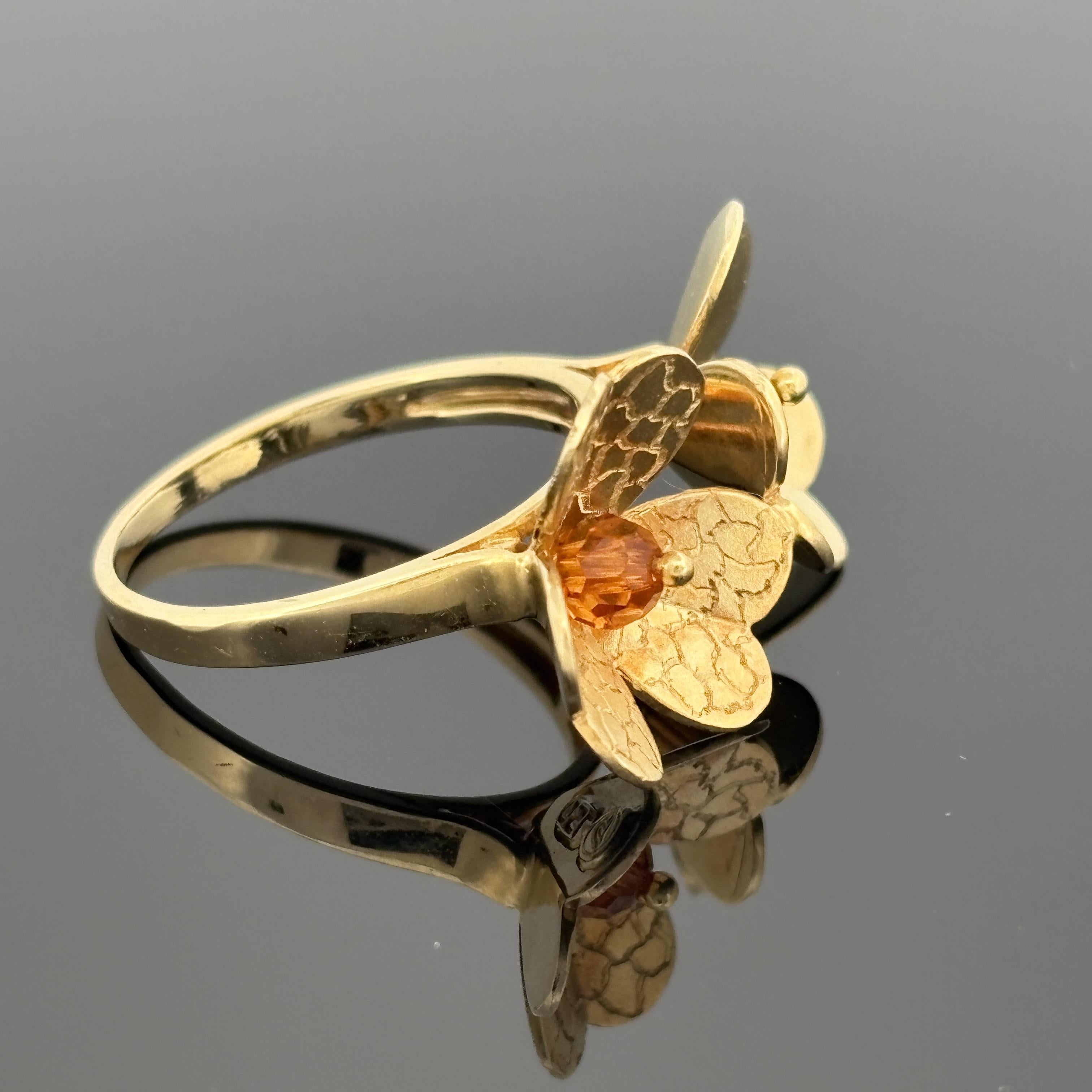 Double Flower 18k Yellow Gold Ring w/ Citrine