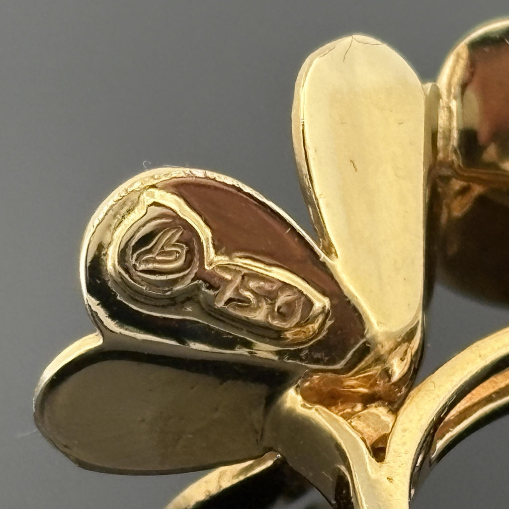 Double Flower 18k Yellow Gold Ring w/ Citrine