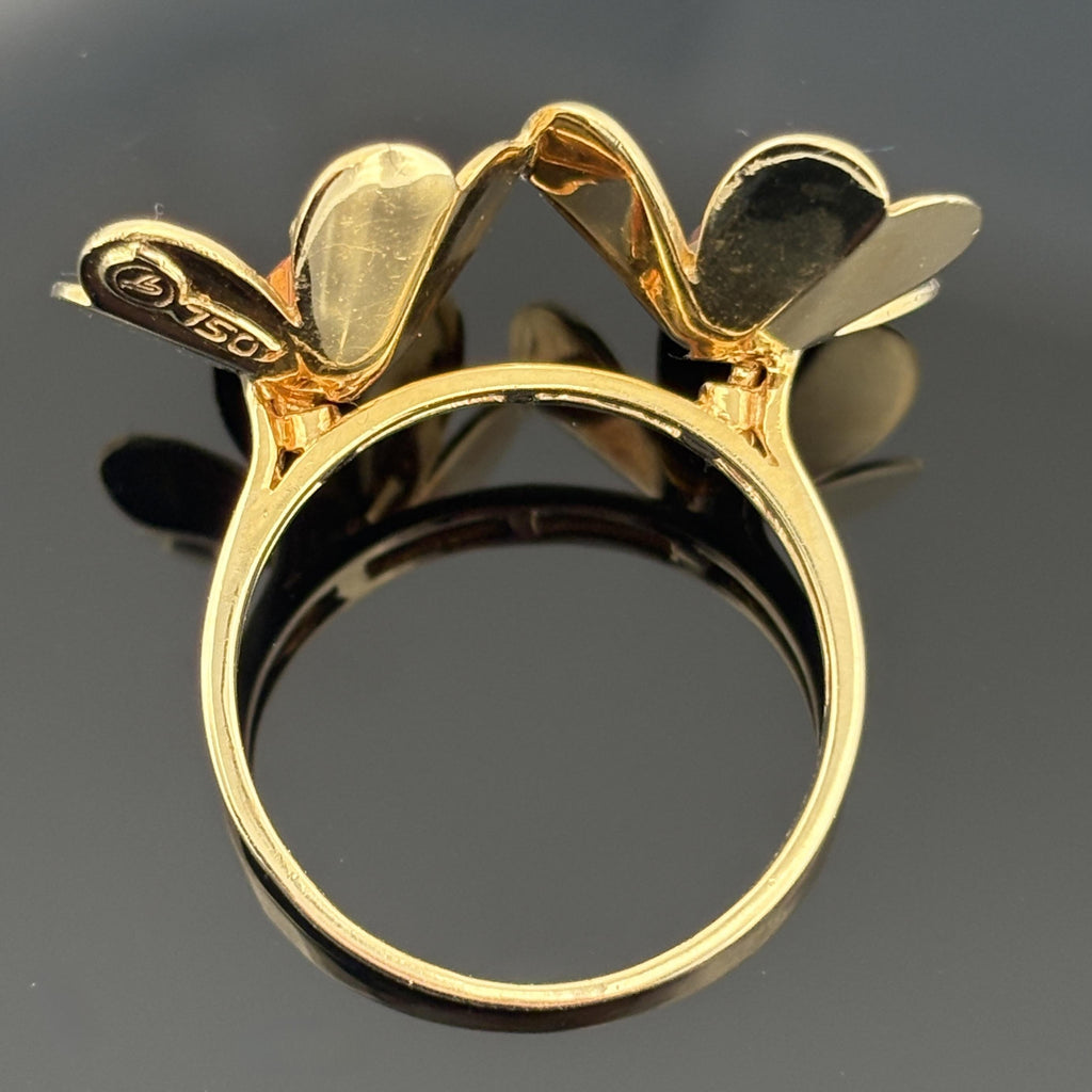 Double Flower 18k Yellow Gold Ring w/ Citrine
