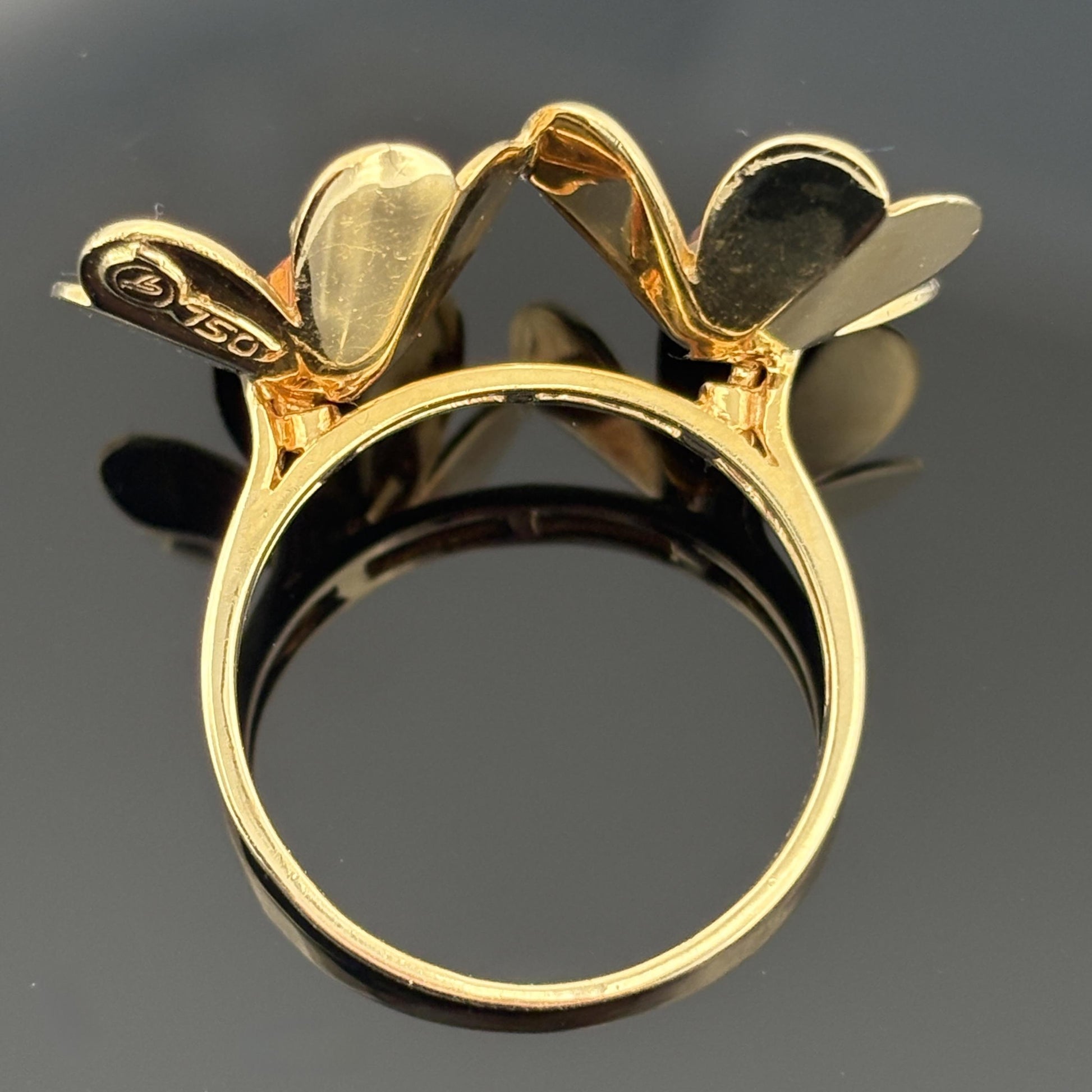 Double Flower 18k Yellow Gold Ring w/ Citrine