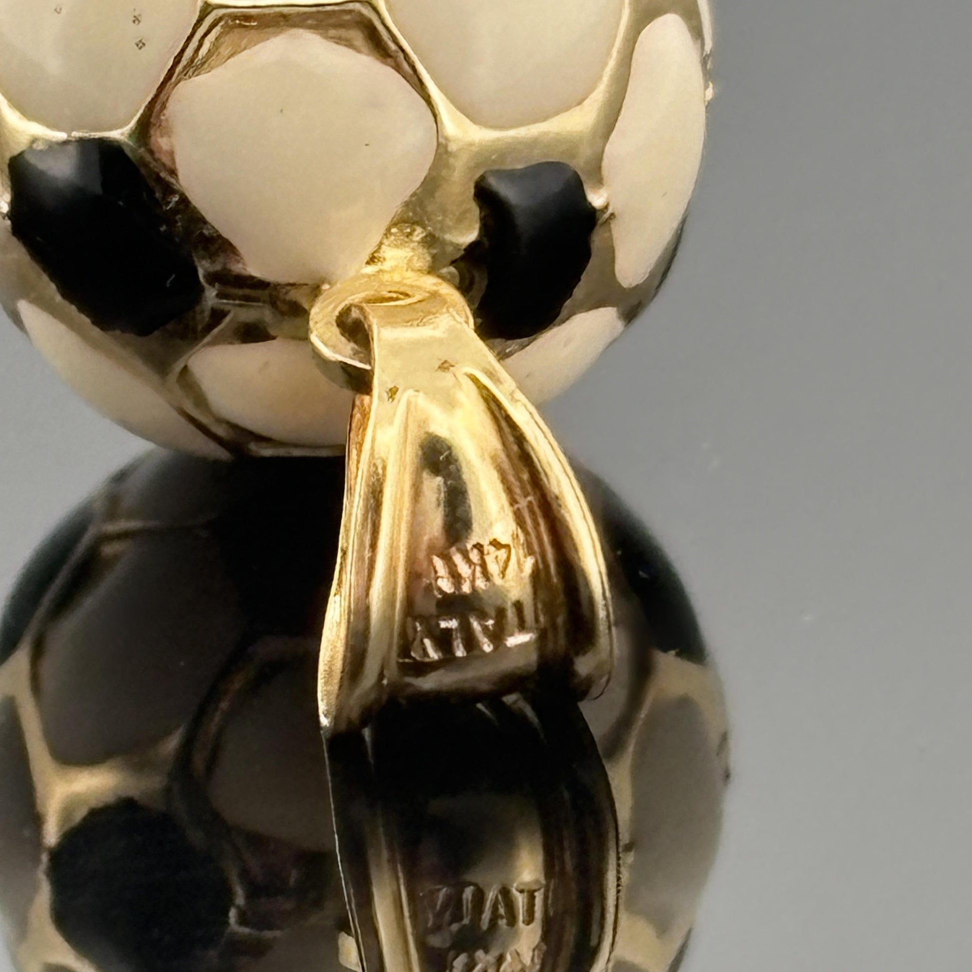 Vintage Soccer Ball Pendant in 14k Gold & Enamel, Italy