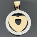 Bvlgari Tono Heart Pendant 18k & Steel w/ 18k Gold Bail 31mm