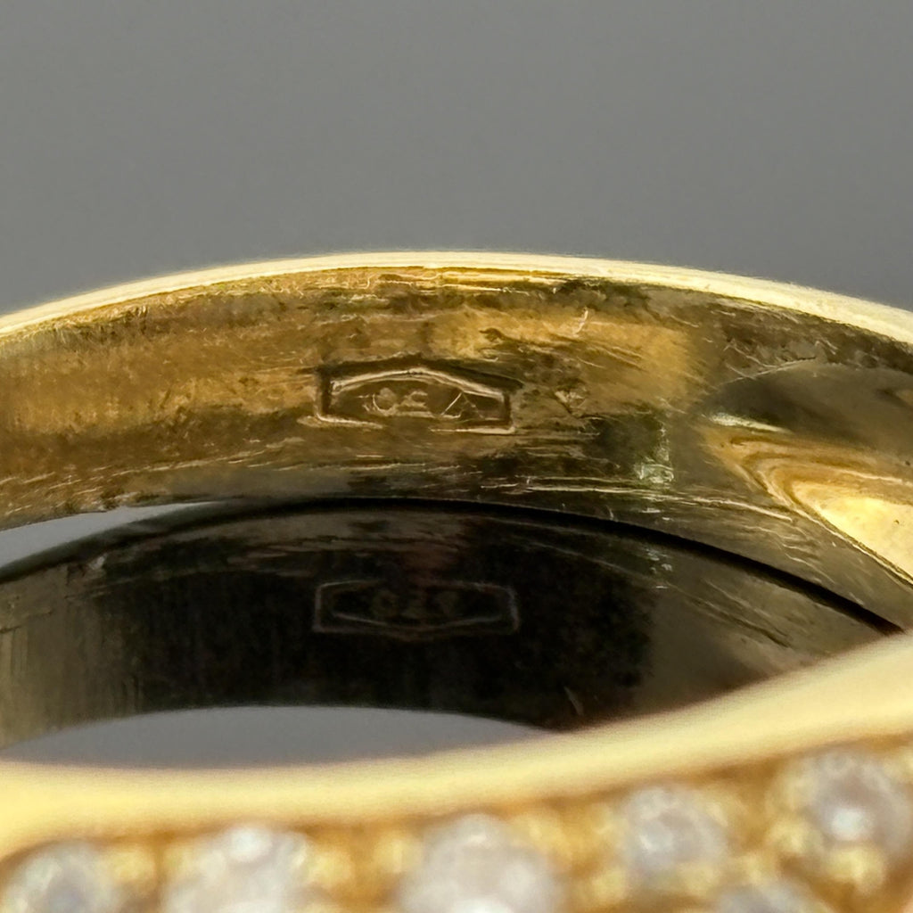 Vintage Pavé Diamond & 18k Yellow Gold Band with Tri-Gold Accent
