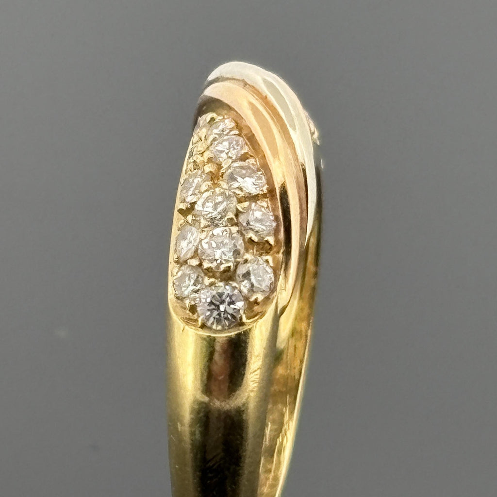 Vintage Pavé Diamond & 18k Yellow Gold Band with Tri-Gold Accent