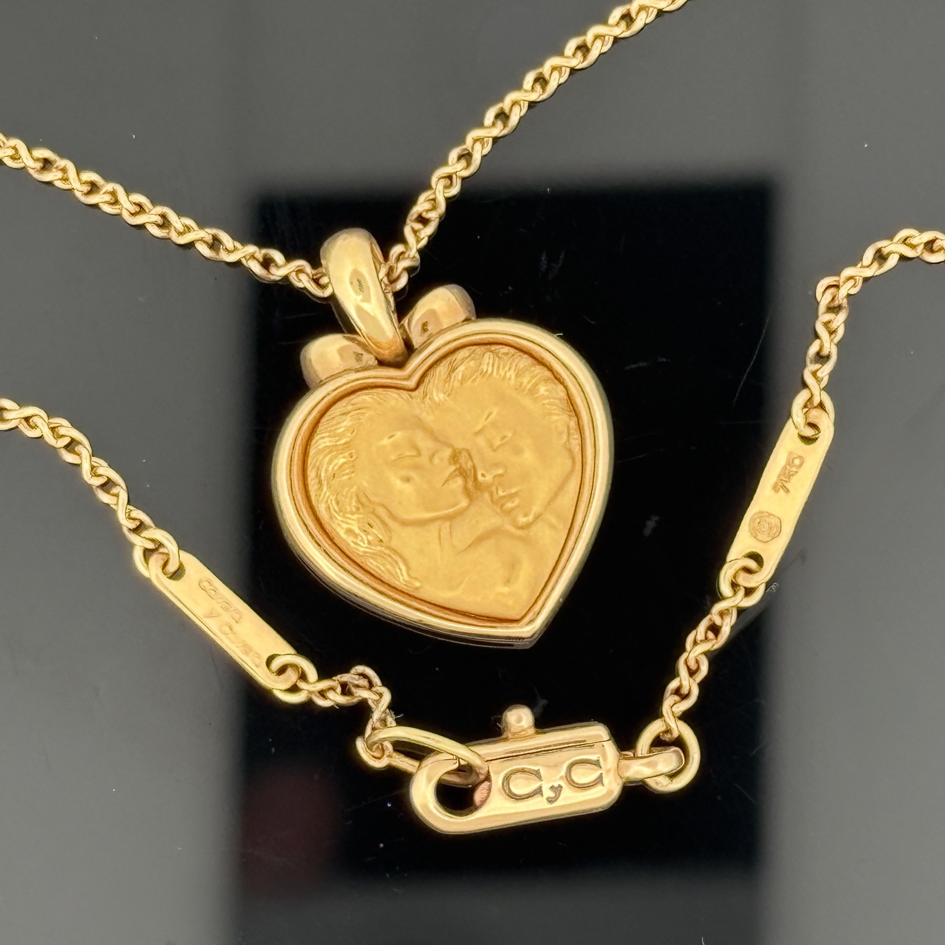 Carrera y Carrera Romeo & Juliet Heart Pendant Necklace 18k Gold