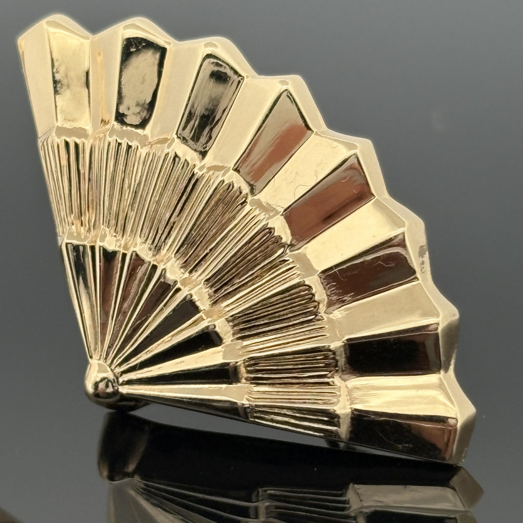Vintage Fan Earrings 14k Yellow Gold