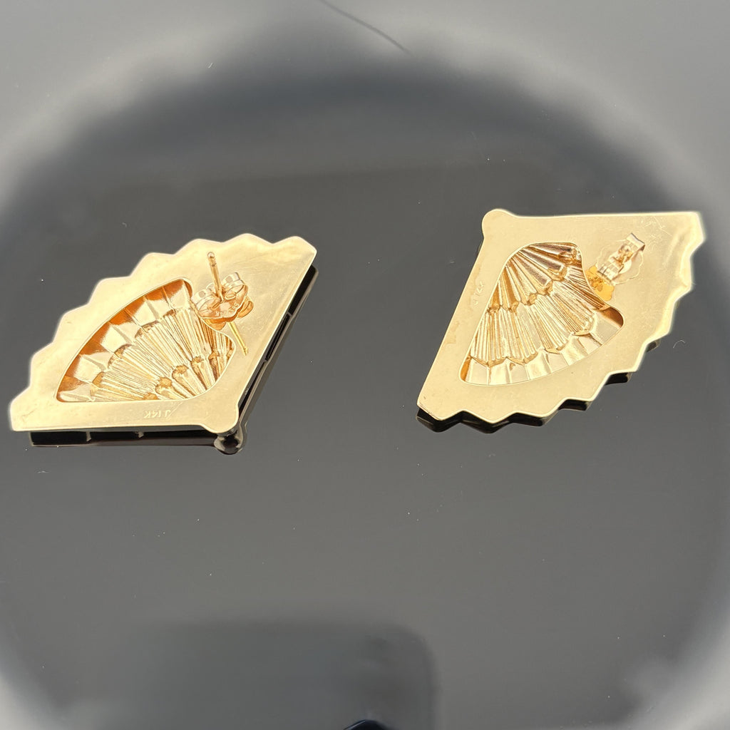 Vintage Fan Earrings 14k Yellow Gold