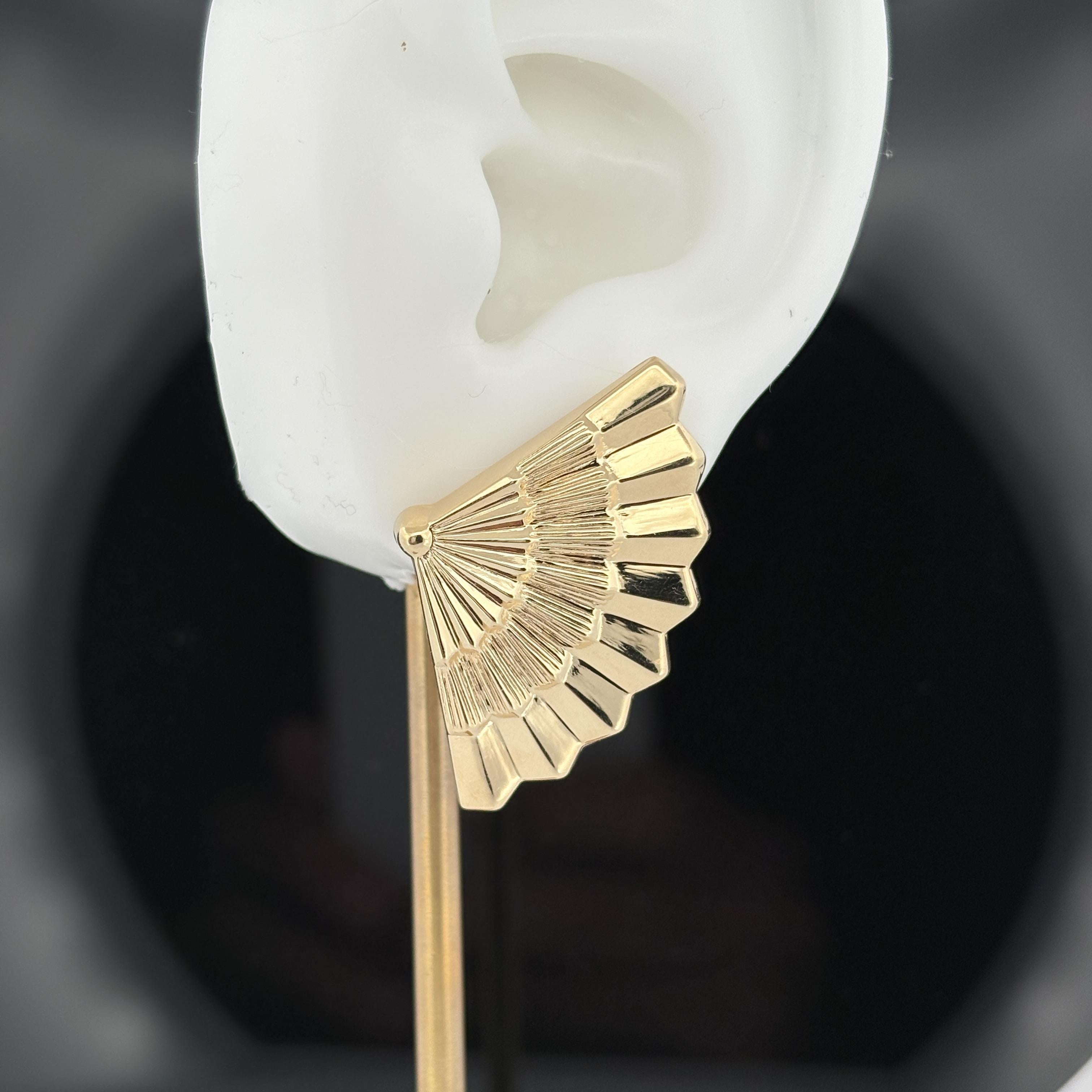 Vintage Fan Earrings 14k Yellow Gold