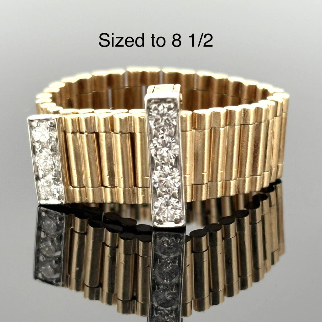 Vintage Adjustable Diamond Belt Ring - 14k