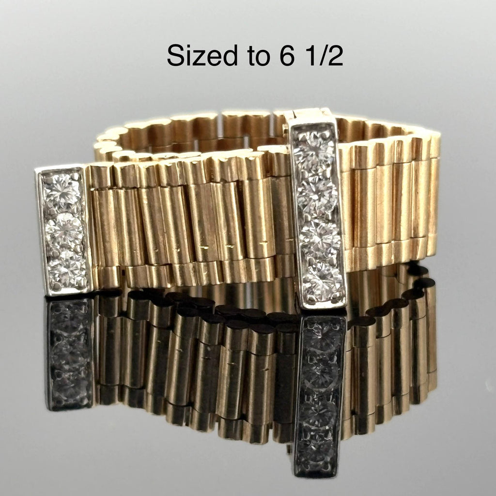 Vintage Adjustable Diamond Belt Ring - 14k