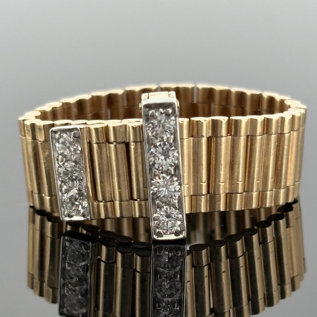 Vintage Adjustable Diamond Belt Ring - 14k