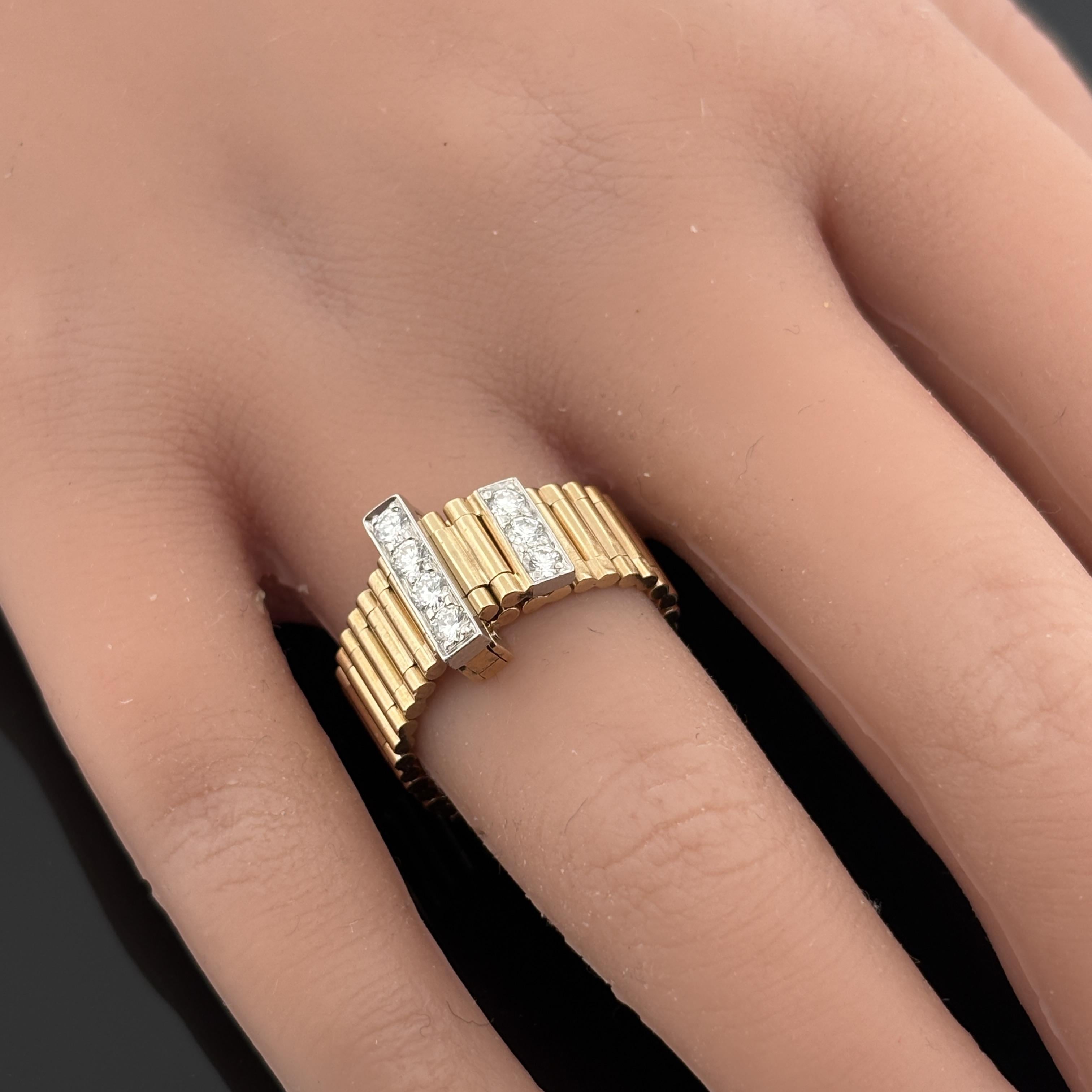 Vintage Adjustable Diamond Belt Ring - 14k