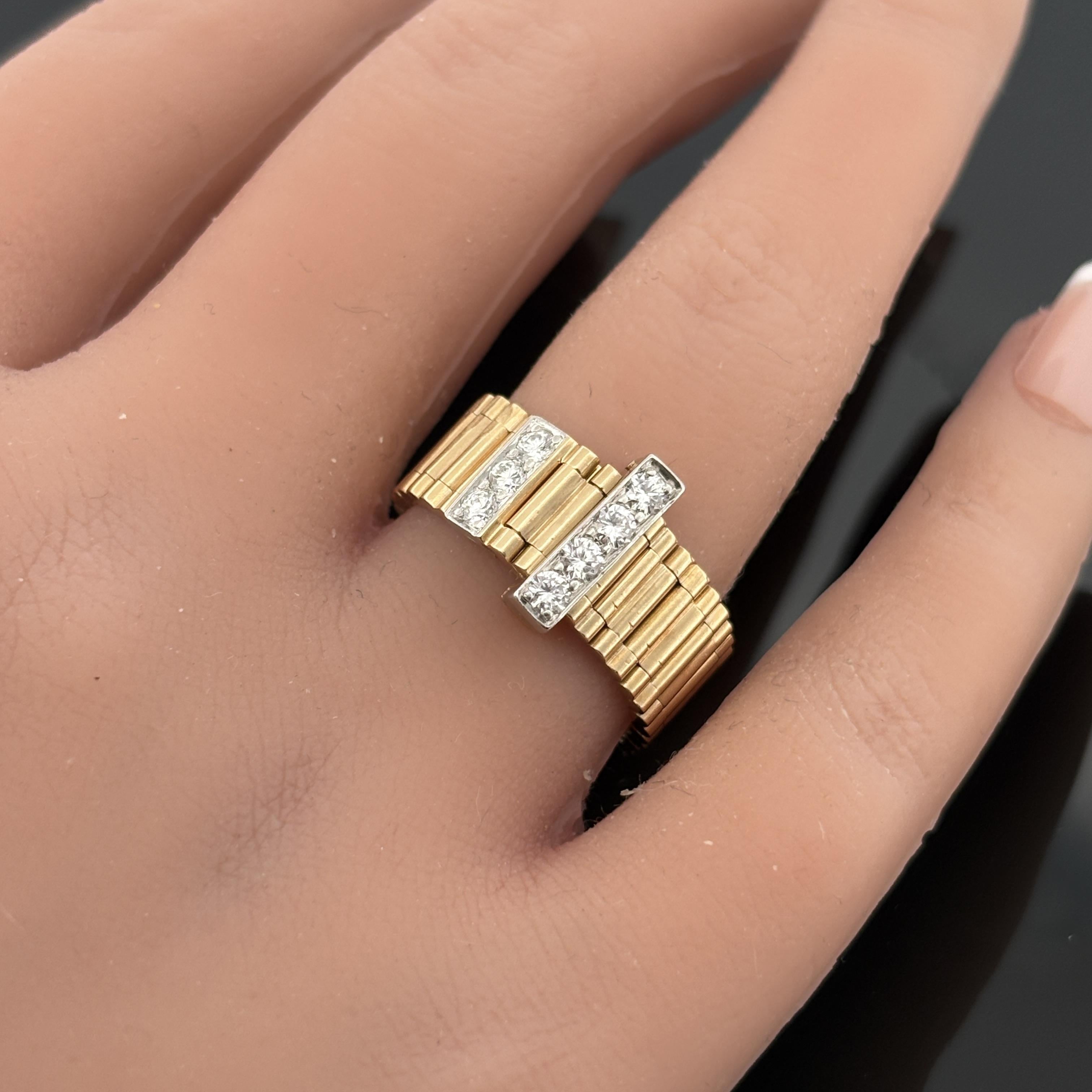 Vintage Adjustable Diamond Belt Ring - 14k