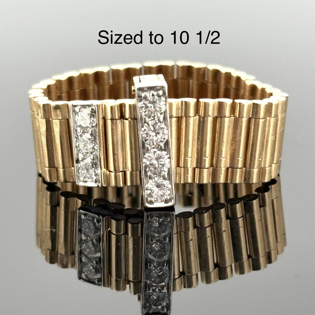 Vintage Adjustable Diamond Belt Ring - 14k