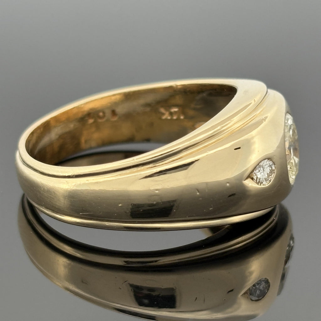 Vintage Oval Diamond Gypsy Ring 14k Yellow Gold, 1.14ctw