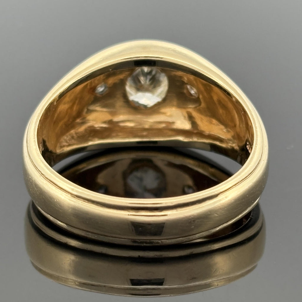 Vintage Oval Diamond Gypsy Ring 14k Yellow Gold, 1.14ctw