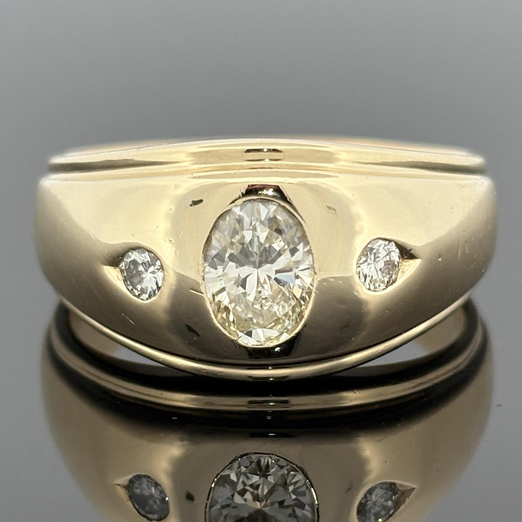 Vintage Oval Diamond Gypsy Ring 14k Yellow Gold, 1.14ctw