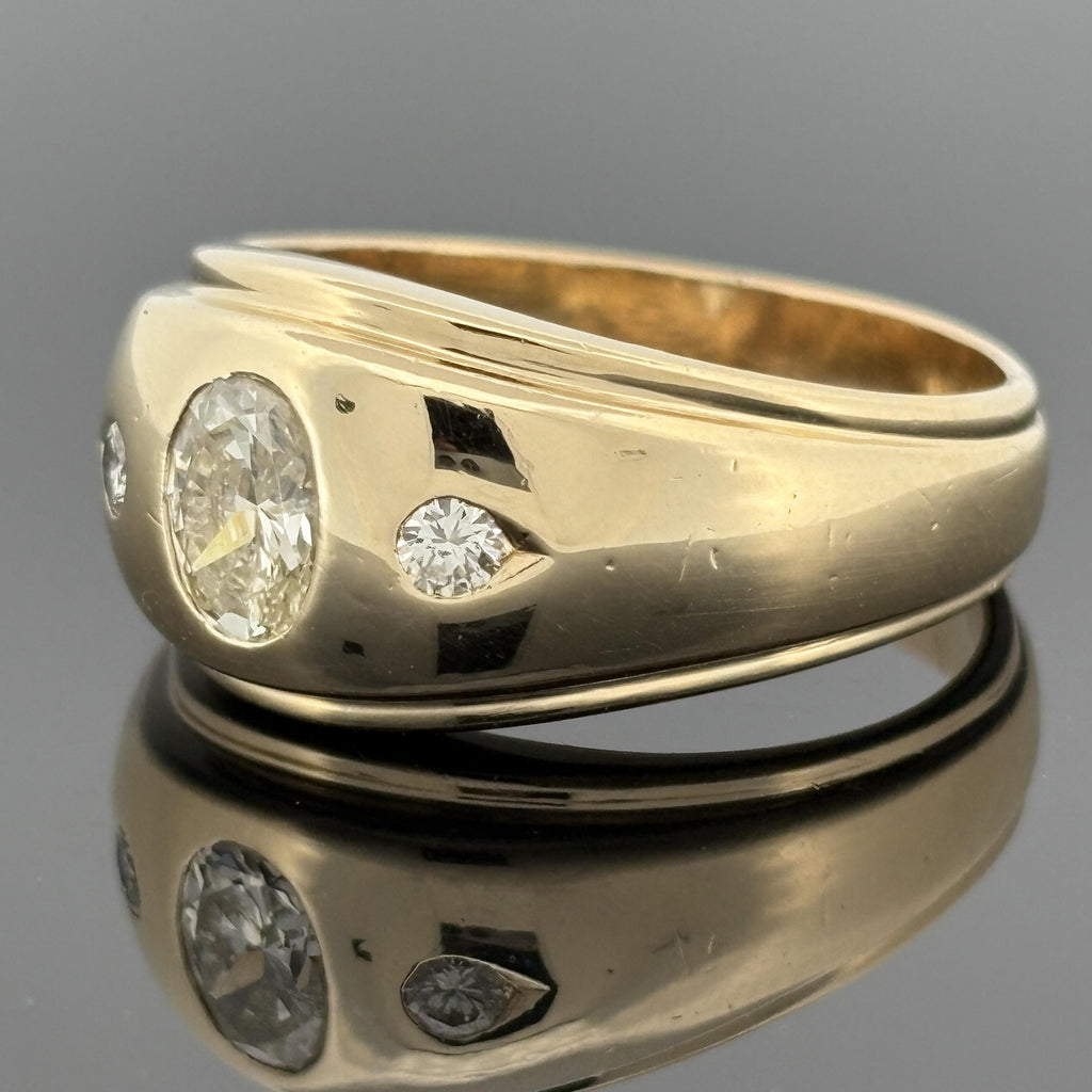 Vintage Oval Diamond Gypsy Ring 14k Yellow Gold, 1.14ctw