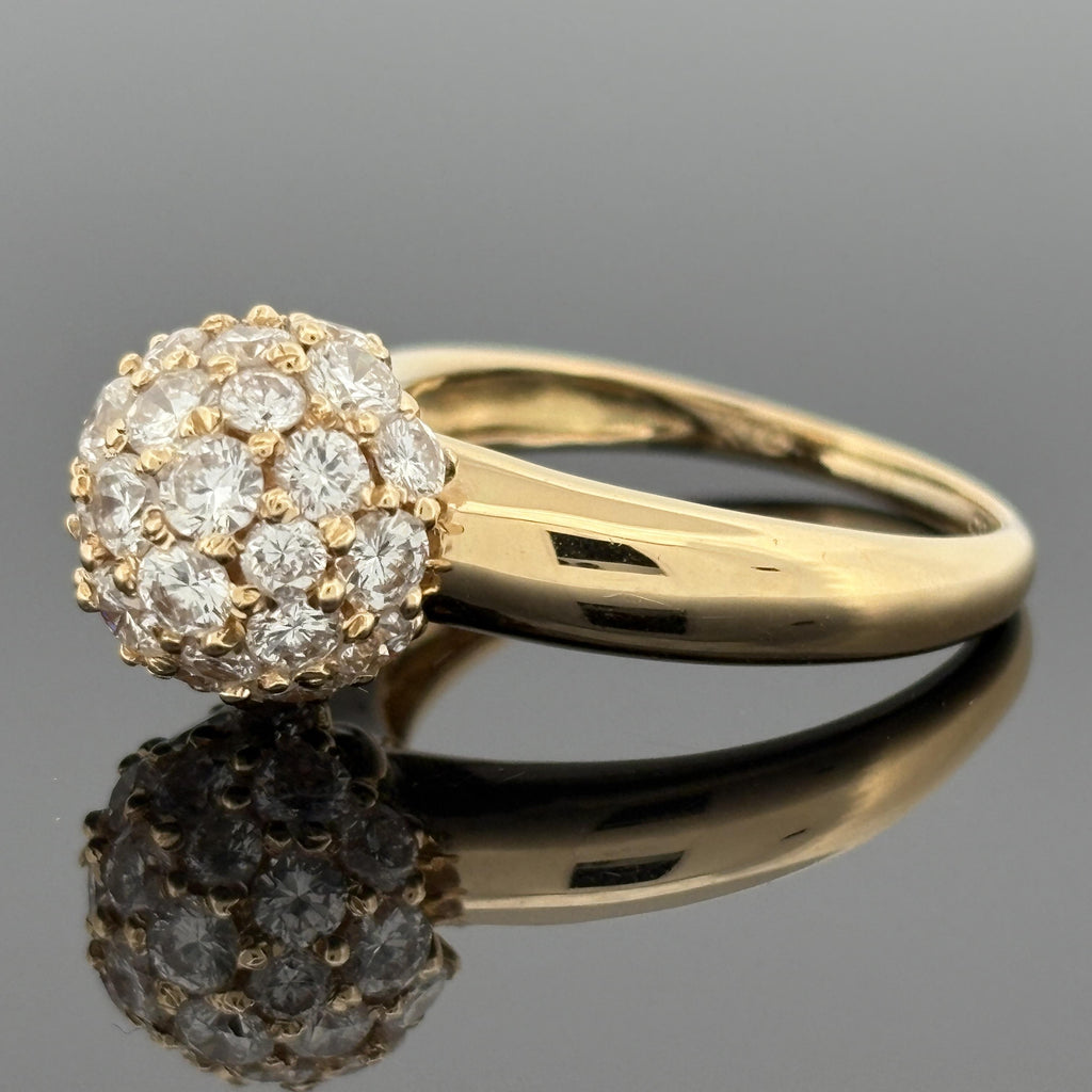 Pave Diamond Ball Ring 18k Gold, 1.88ctw