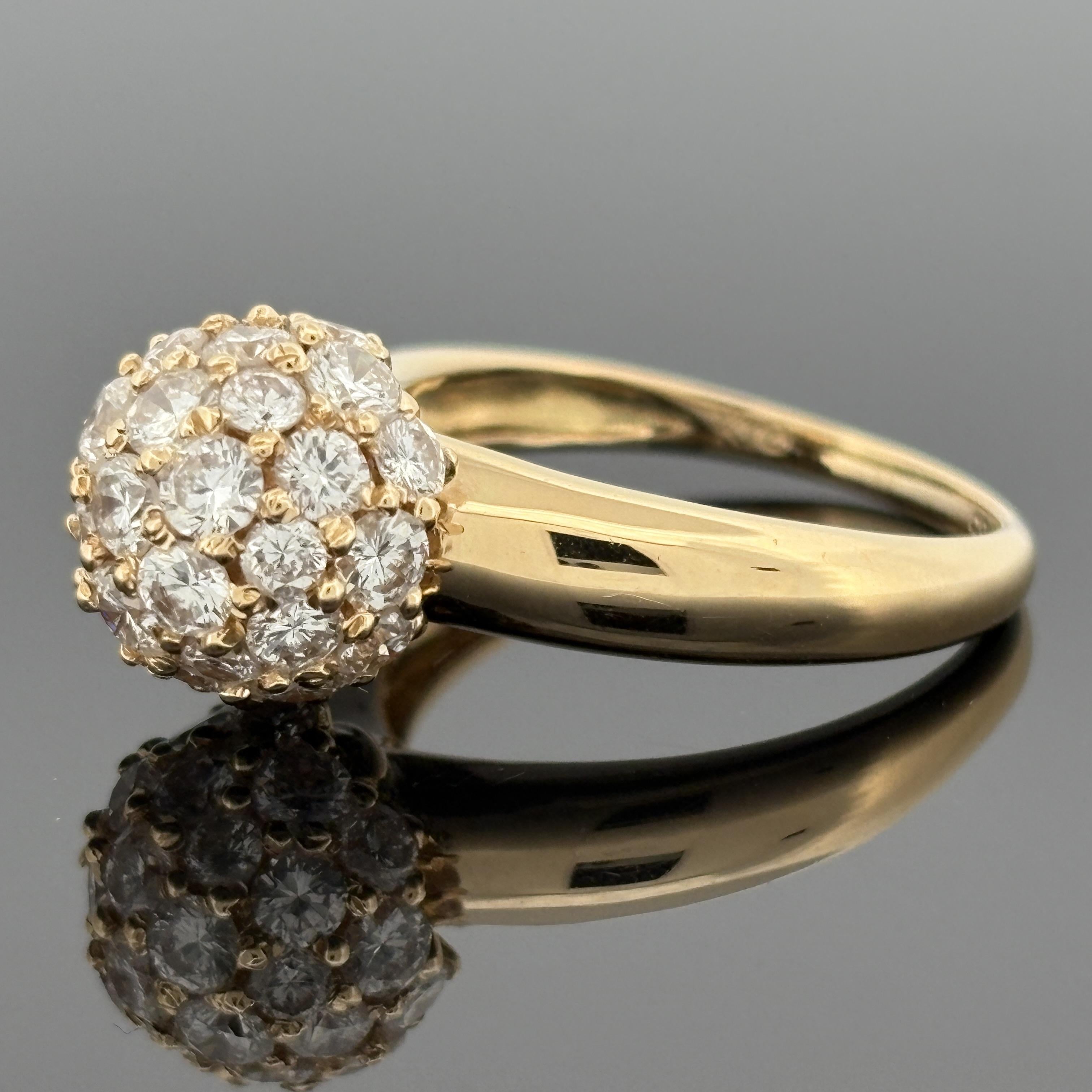 Pave Diamond Ball Ring 18k Gold, 1.88ctw