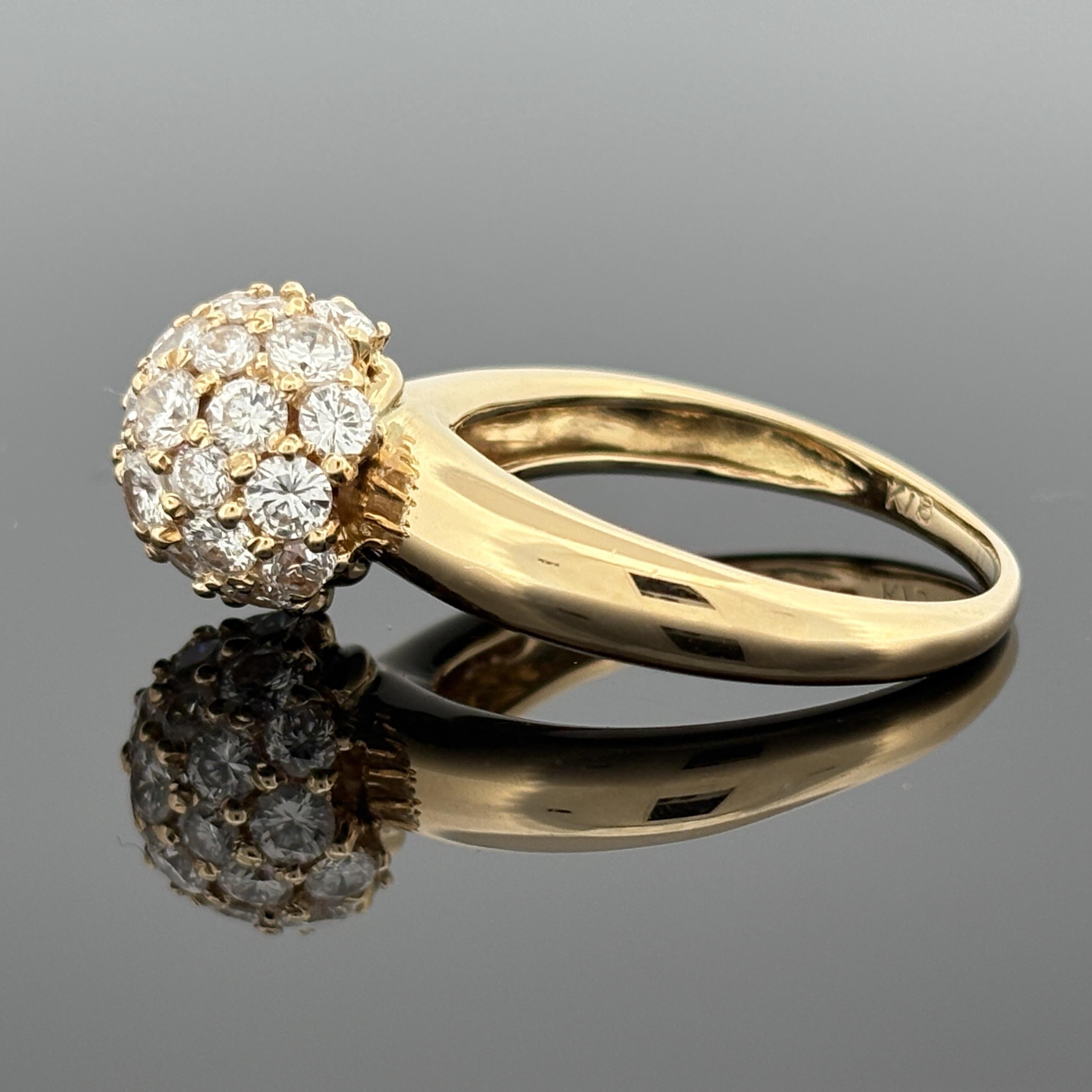 Pave Diamond Ball Ring 18k Gold, 1.88ctw