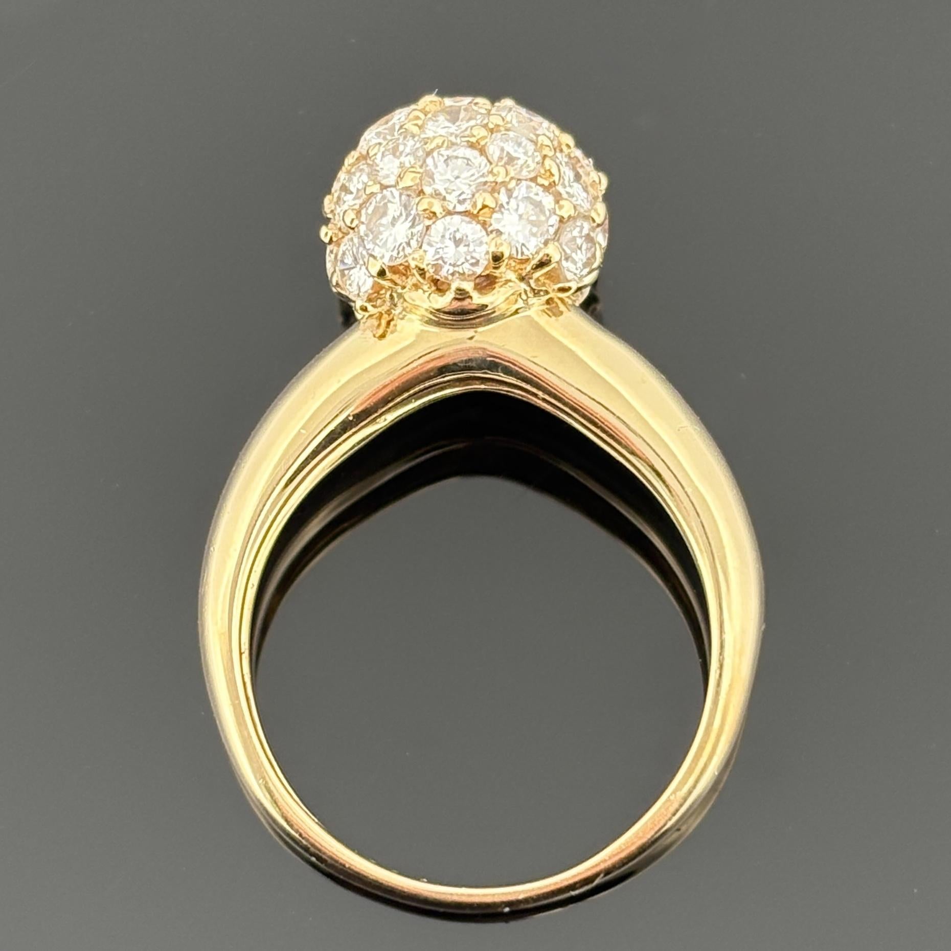 Pave Diamond Ball Ring 18k Gold, 1.88ctw