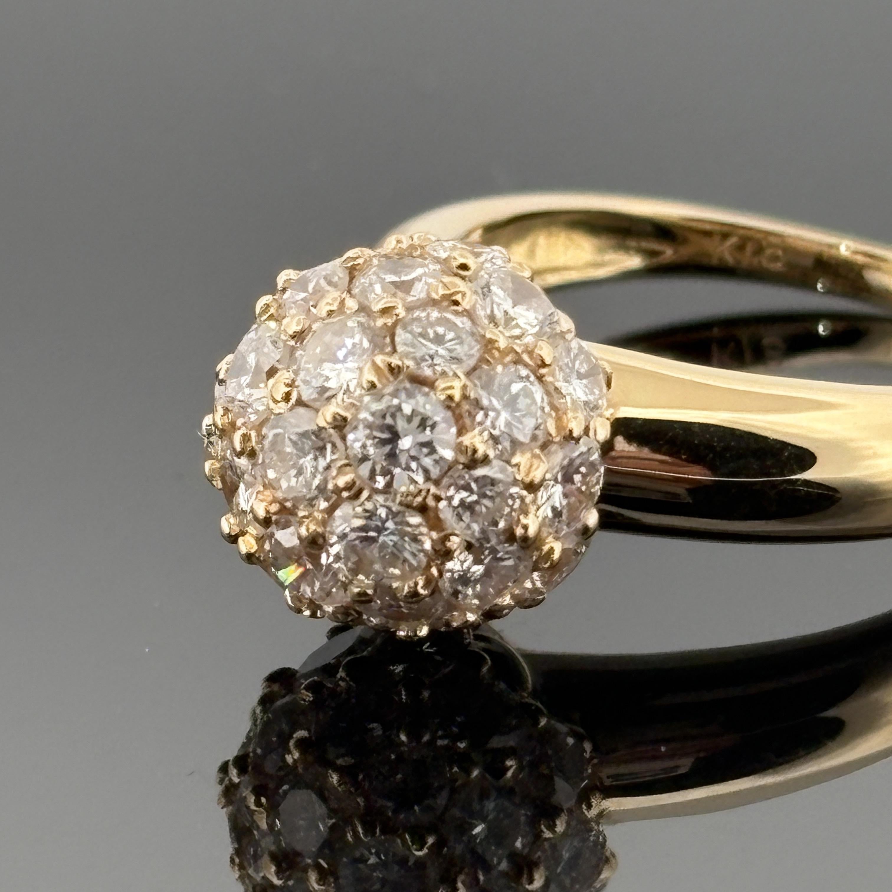 Pave Diamond Ball Ring 18k Gold, 1.88ctw