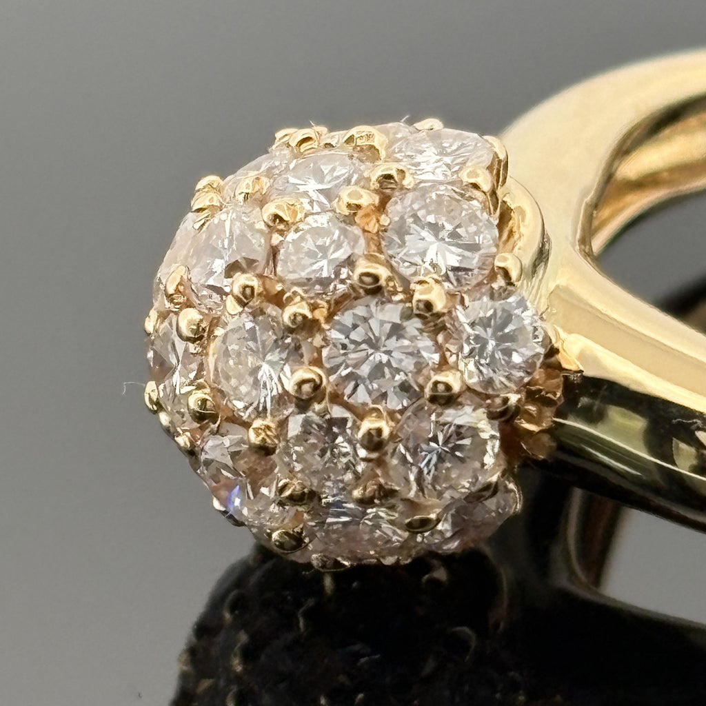 Pave Diamond Ball Ring 18k Gold, 1.88ctw