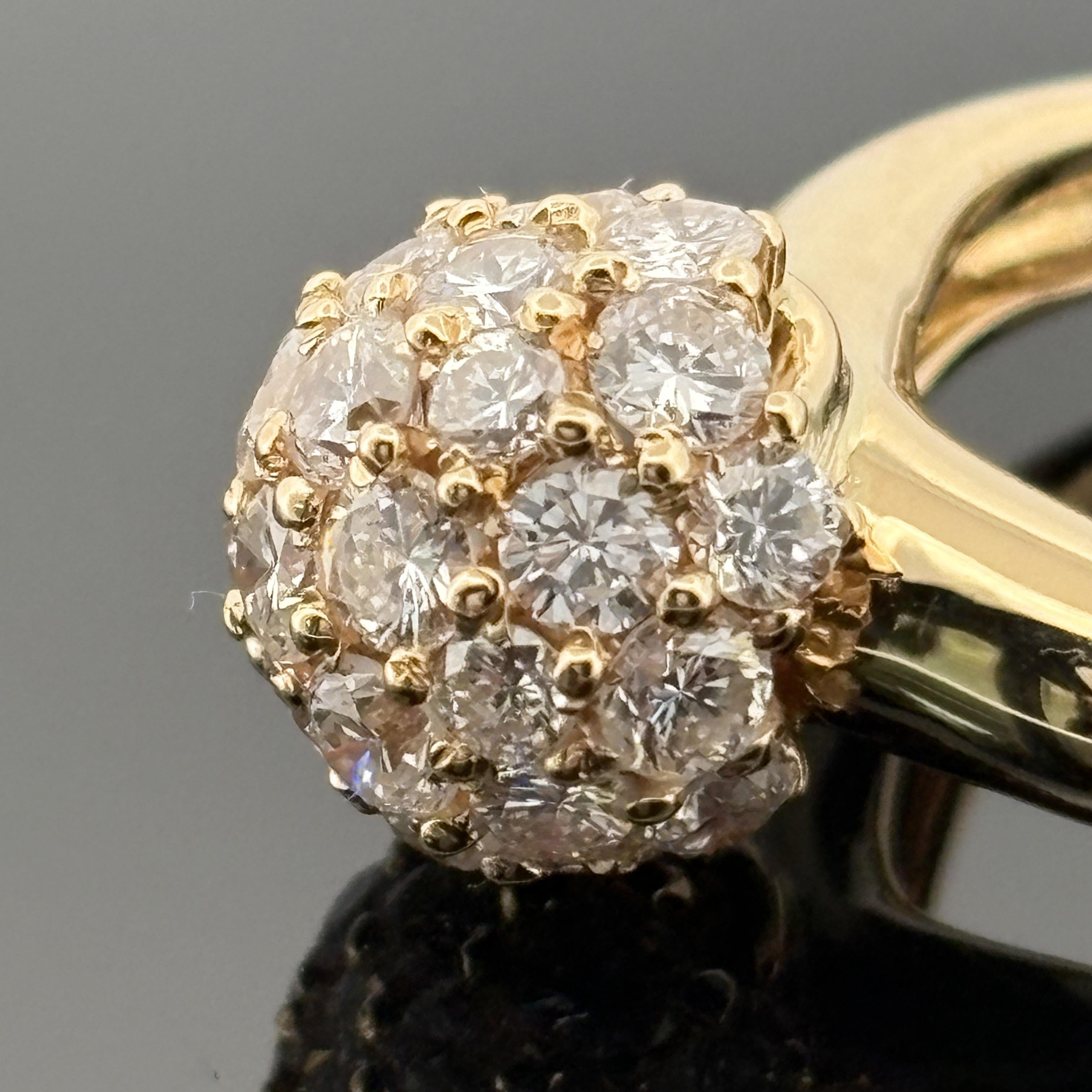Pave Diamond Ball Ring 18k Gold, 1.88ctw