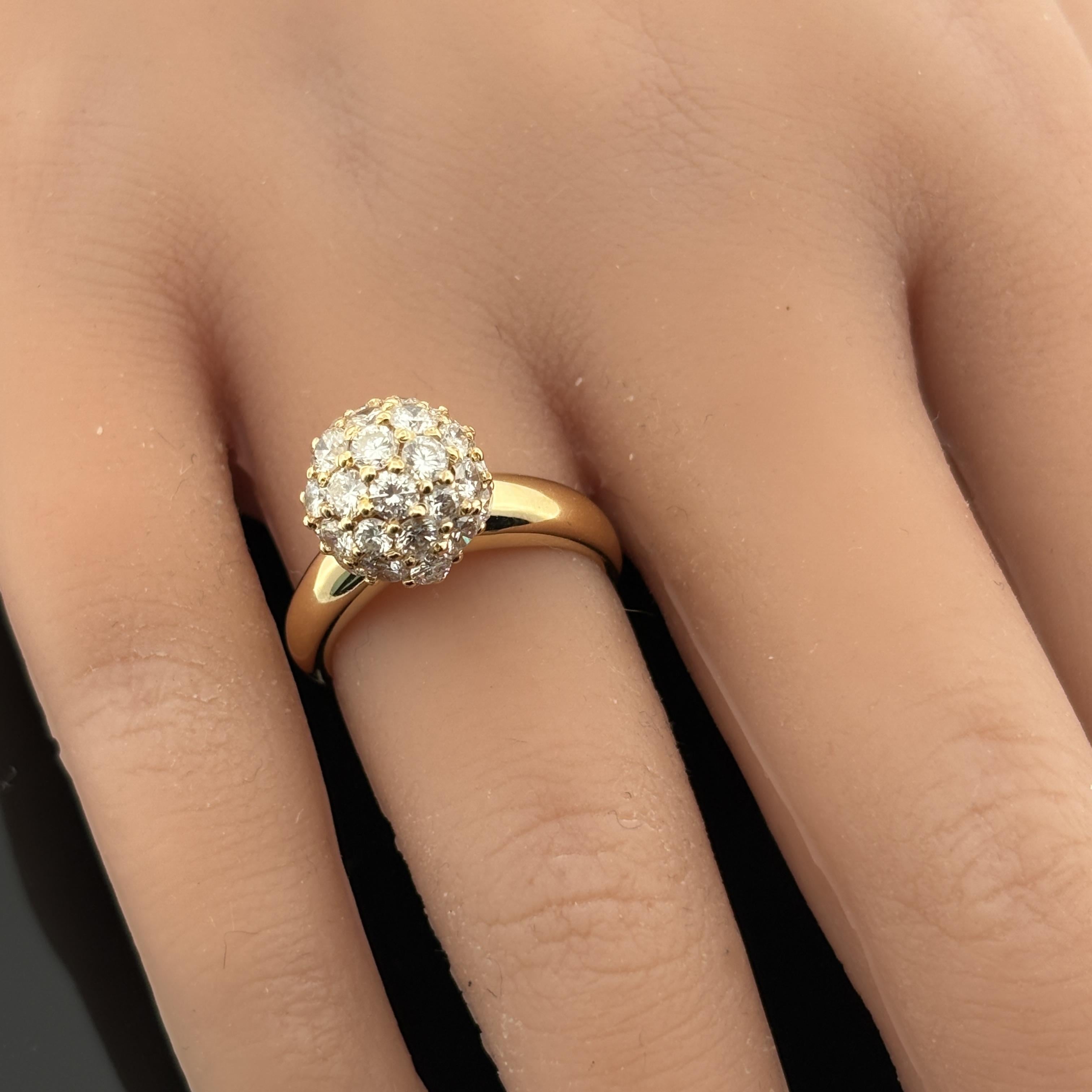 Pave Diamond Ball Ring 18k Gold, 1.88ctw