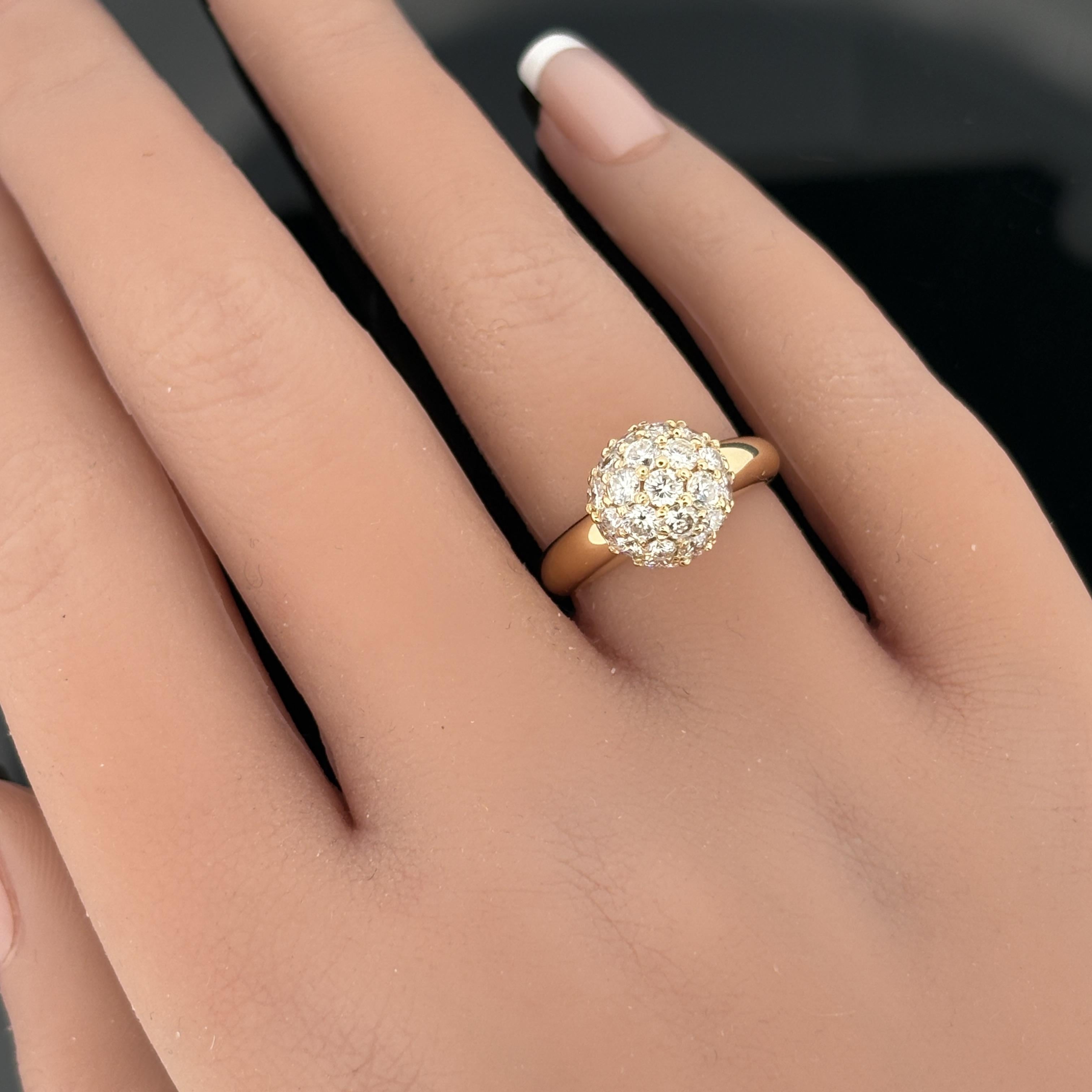 Pave Diamond Ball Ring 18k Gold, 1.88ctw