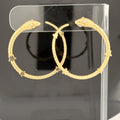 Vintage Serpant & Stars Hoop Earrings 18k Yellow Gold & Diamond, 1.5"