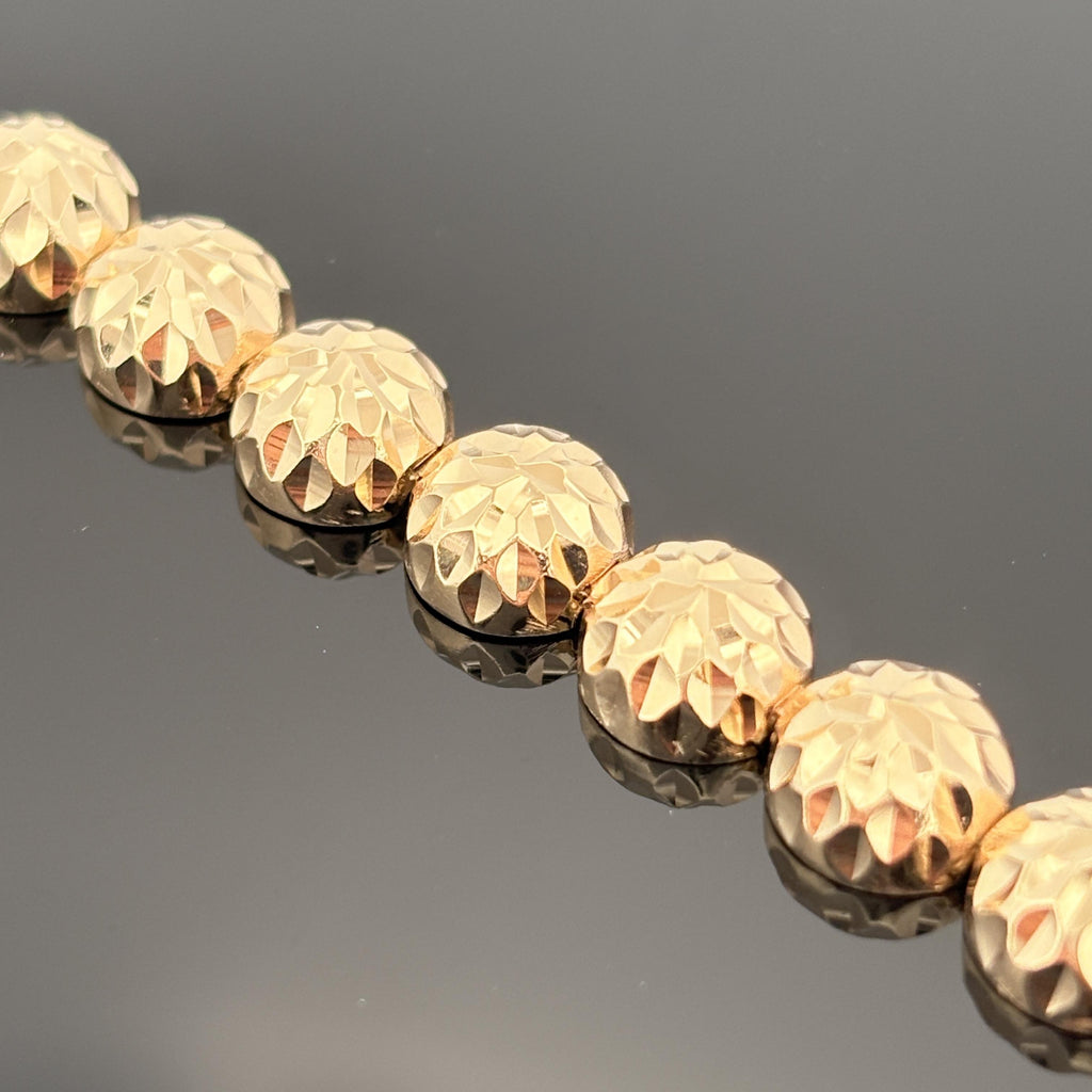 Vintage Diamond Cut Half Dome Link Bracelet 14k Gold
