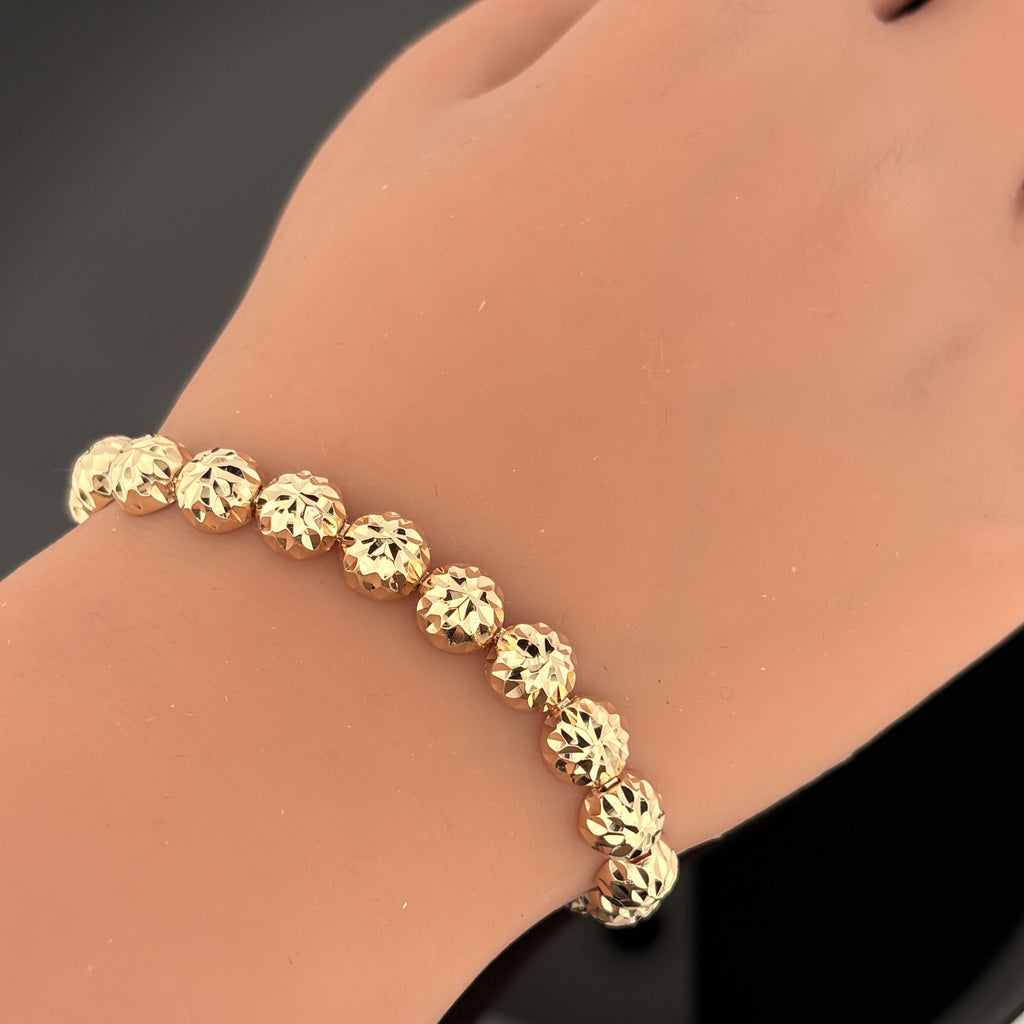 Vintage Diamond Cut Half Dome Link Bracelet 14k Gold