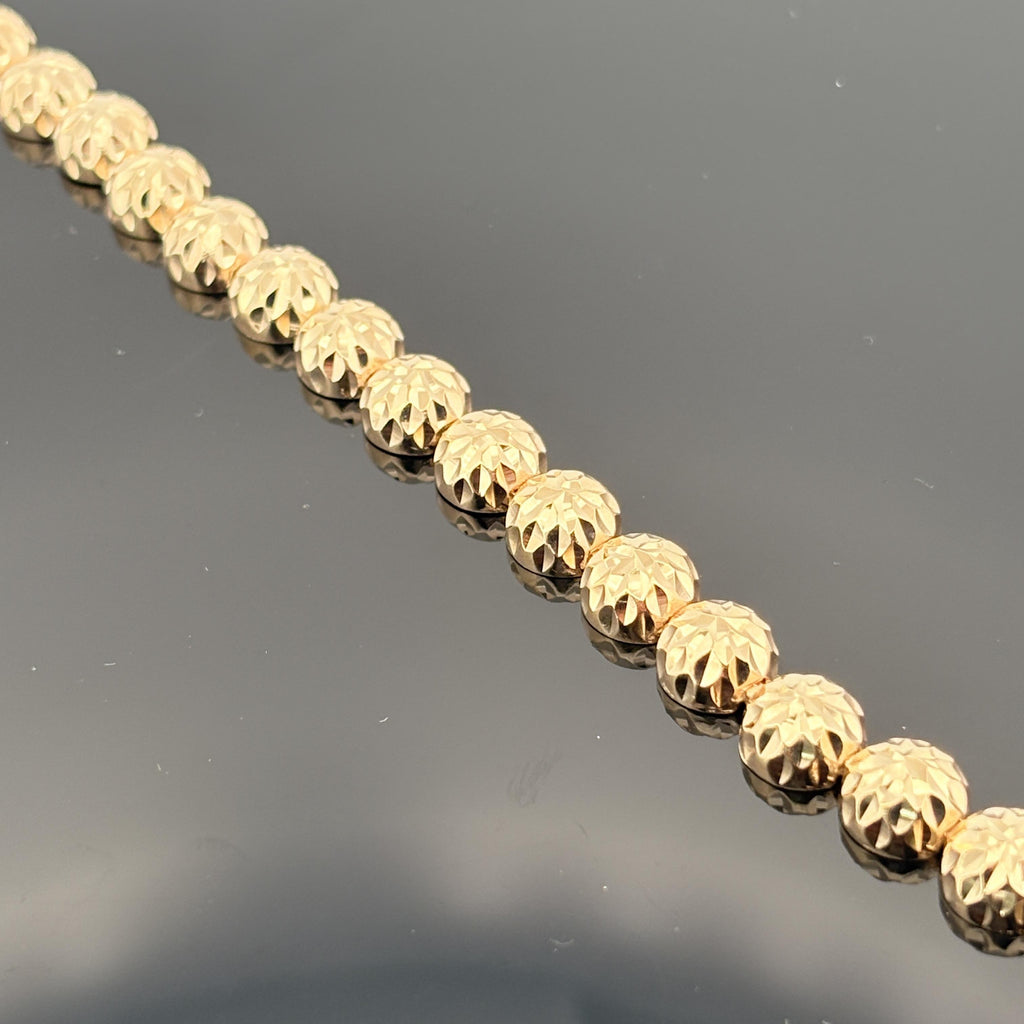 Vintage Diamond Cut Half Dome Link Bracelet 14k Gold