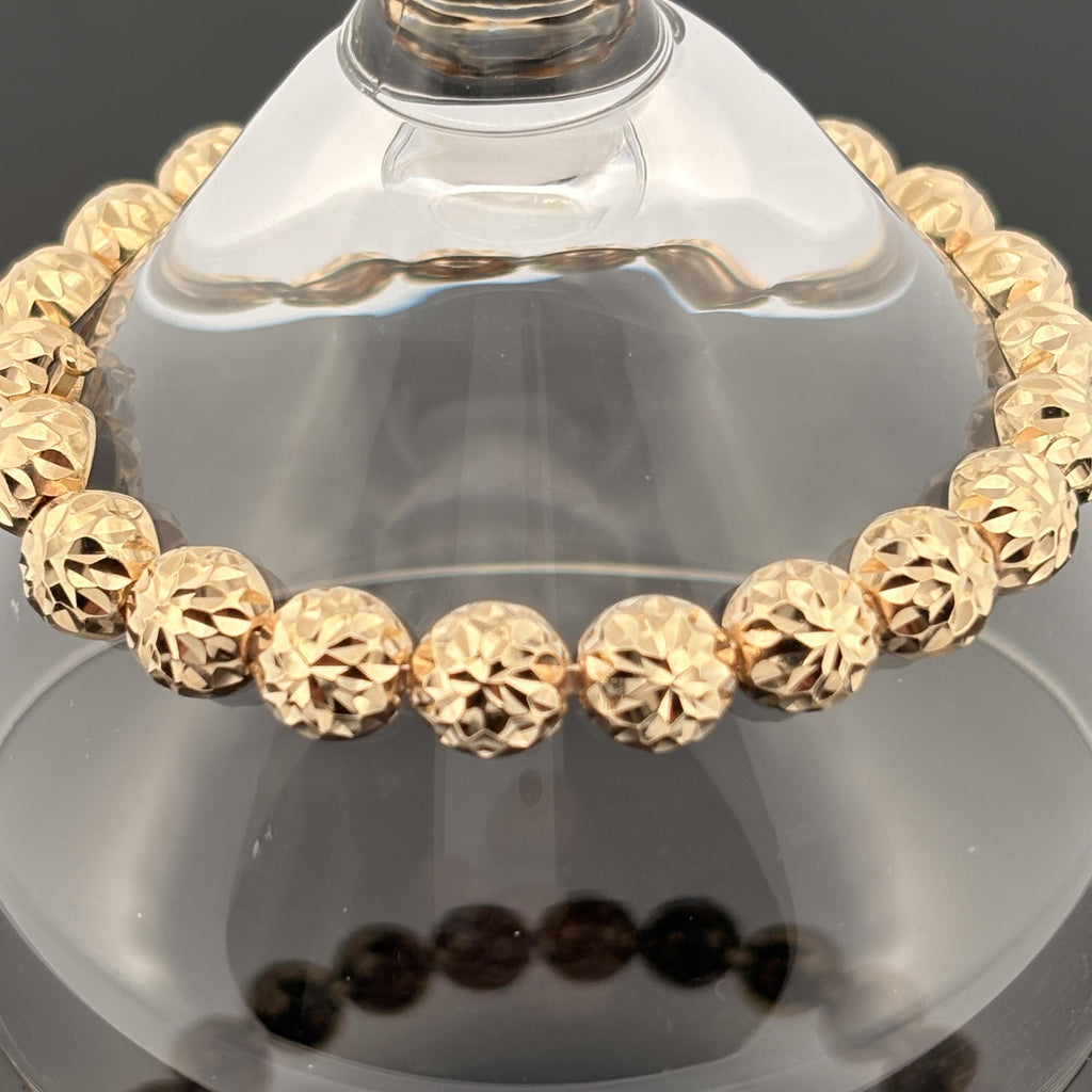 Vintage Diamond Cut Half Dome Link Bracelet 14k Gold