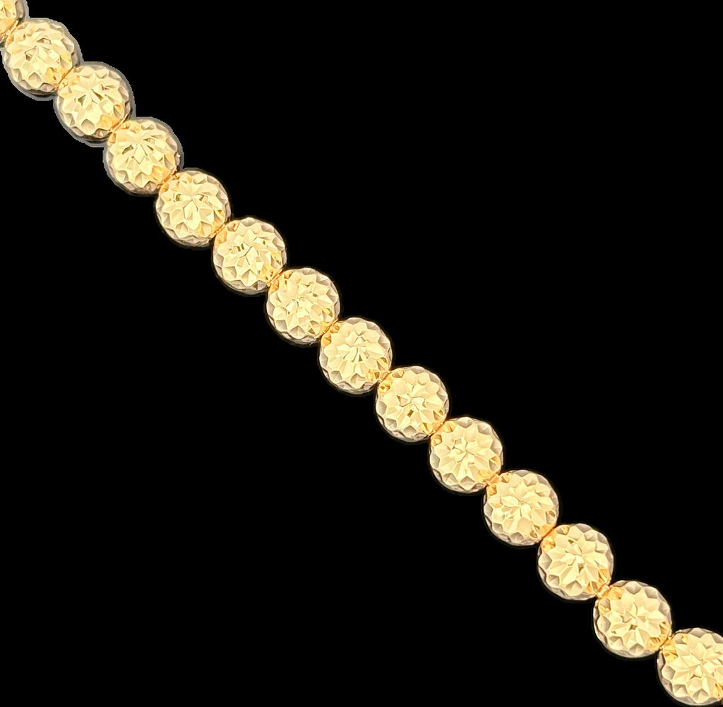 Vintage Diamond Cut Half Dome Link Bracelet 14k Gold