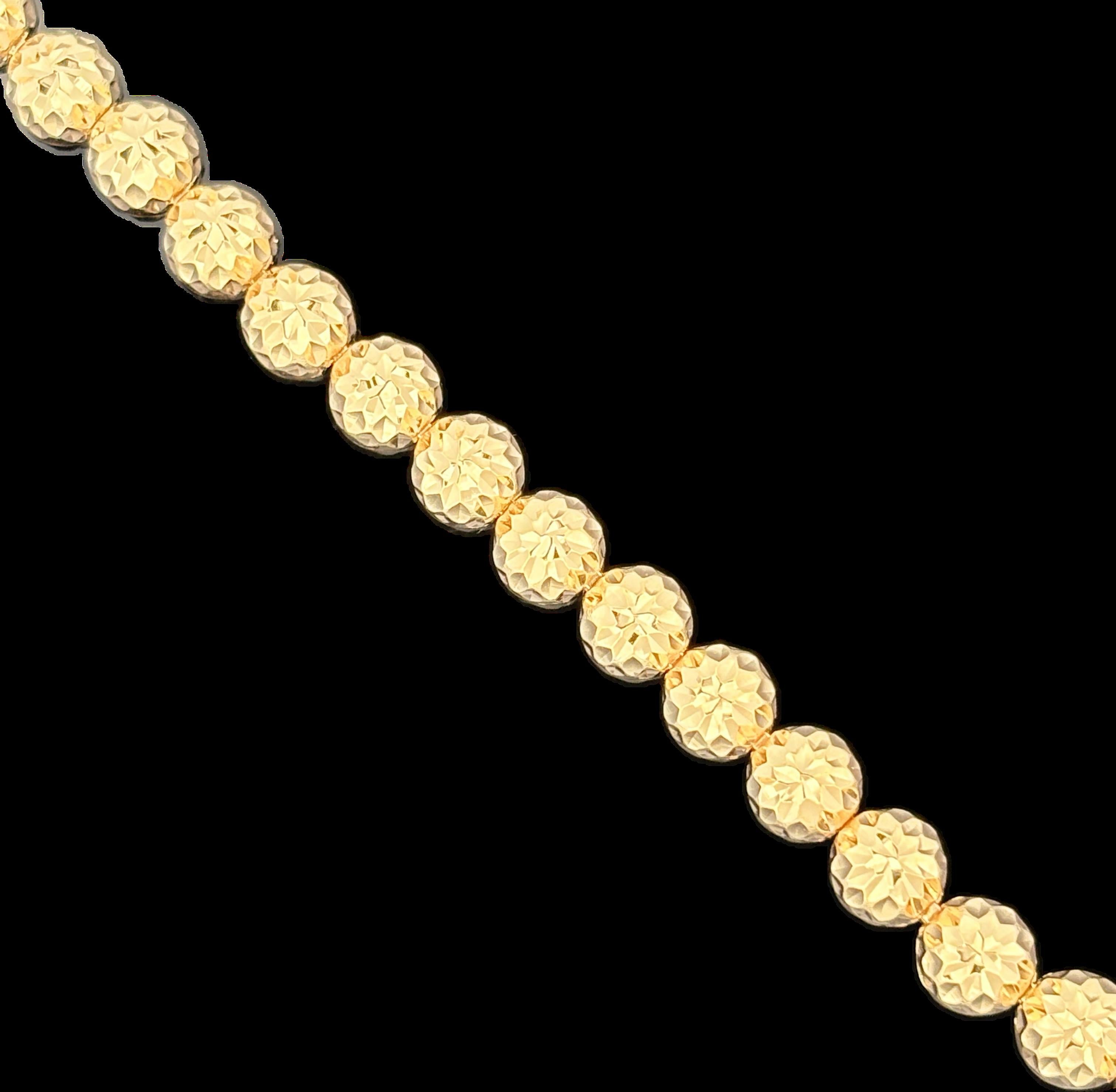 Vintage Diamond Cut Half Dome Link Bracelet 14k Gold