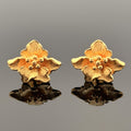 Petite Hibiscus Flower Stud Earrings 22k Yellow Gold
